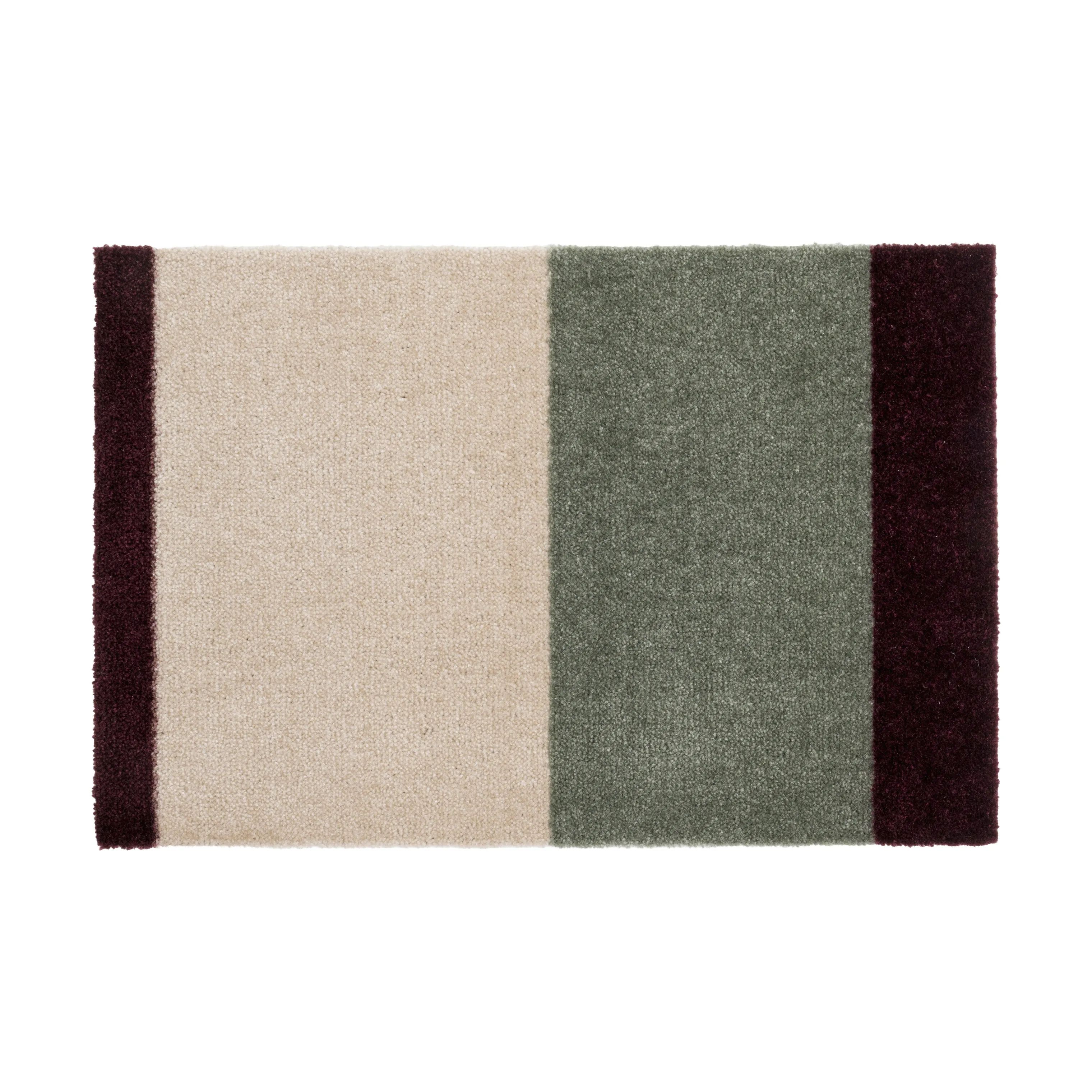 Tica Copenhagen Dørmåtter Stripes Horisontal Gulvmåtte i Grøn/Ivory/Bordeaux, B40 x L60 cm, 1