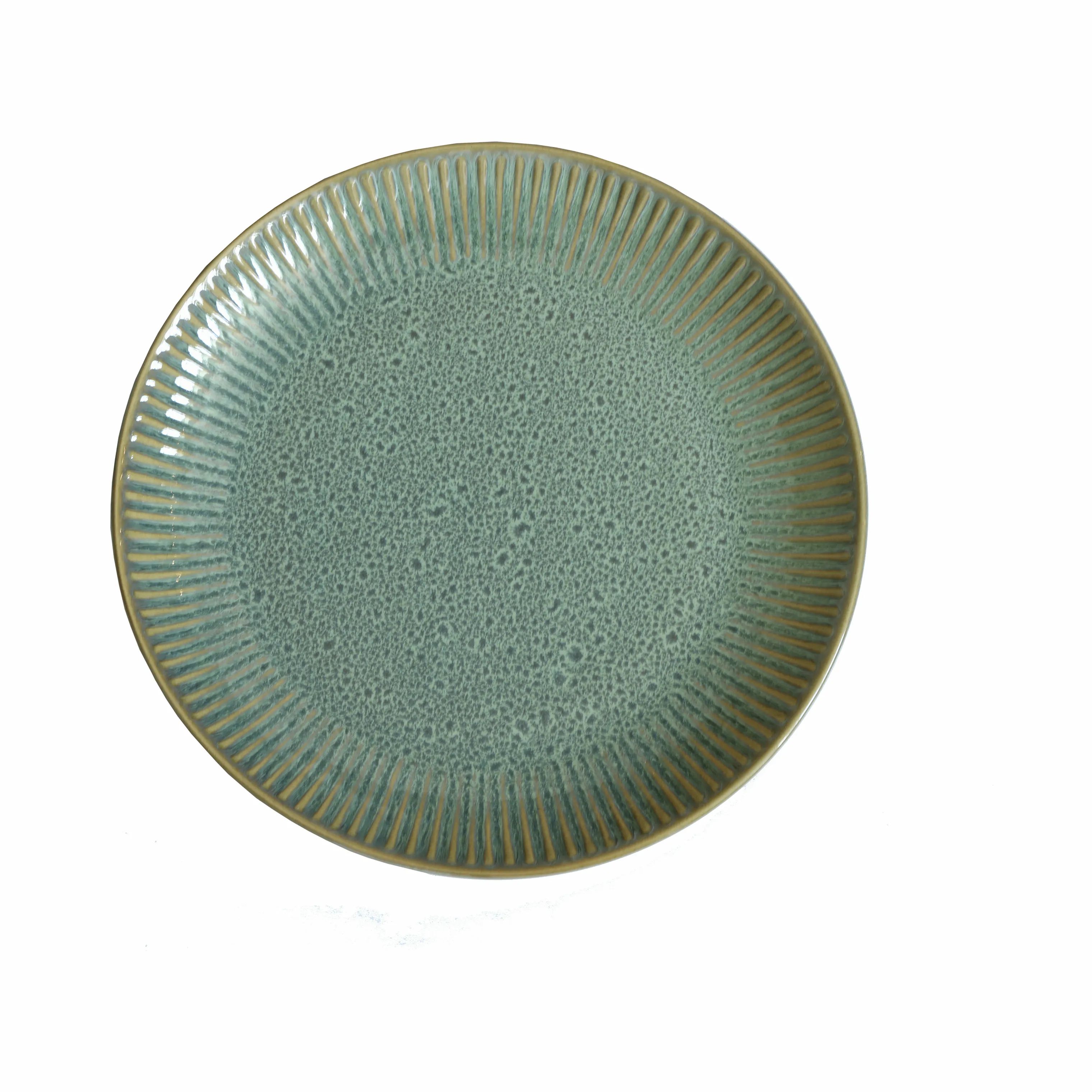 CASA Living Frokosttallerkener Sofia Riflet Tallerken i Grøn, 22 cm, 1