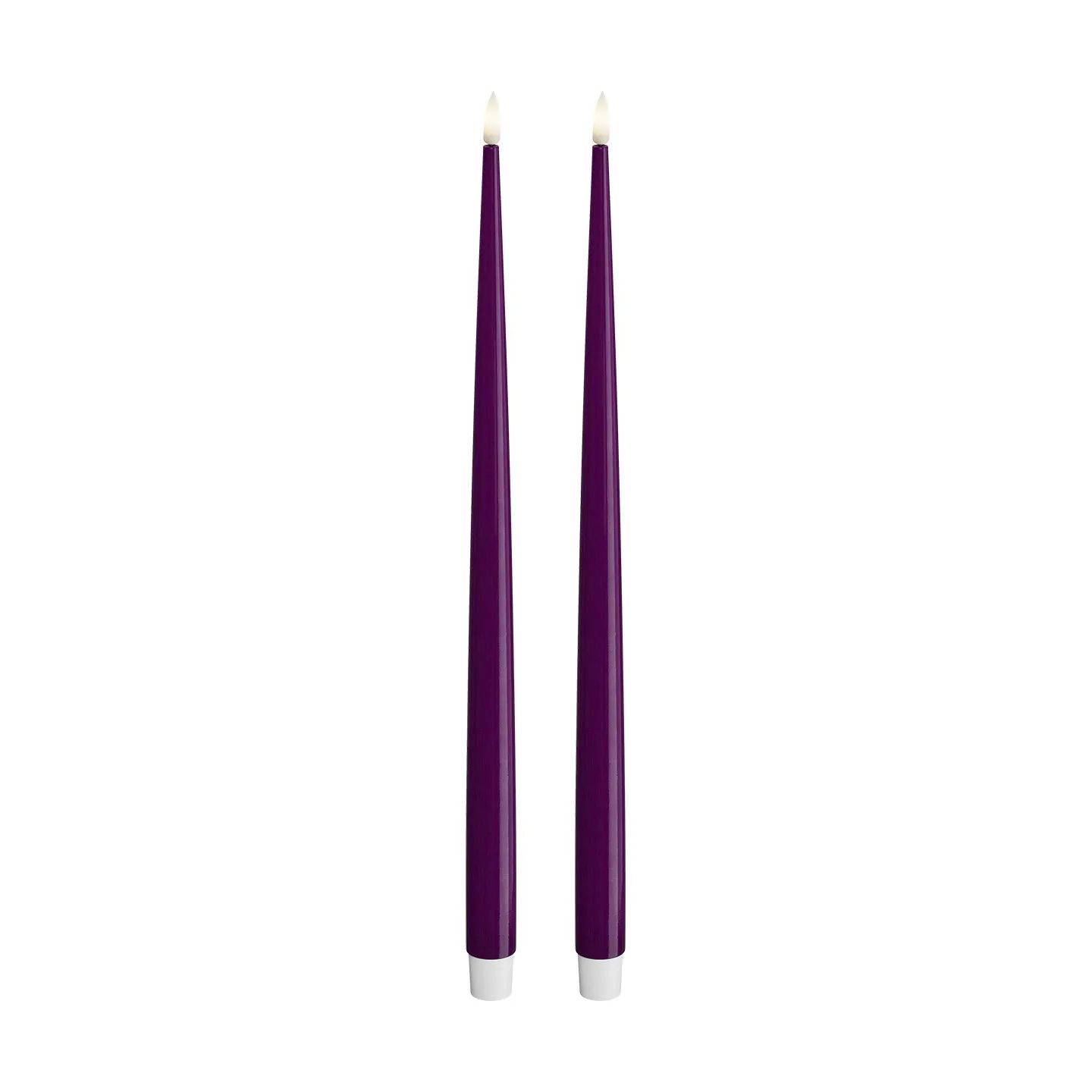 Deluxe Homeart LED-lys Real Flame LED Kertelys m. lak - 2 stk. i Violet , 38 cm, 1