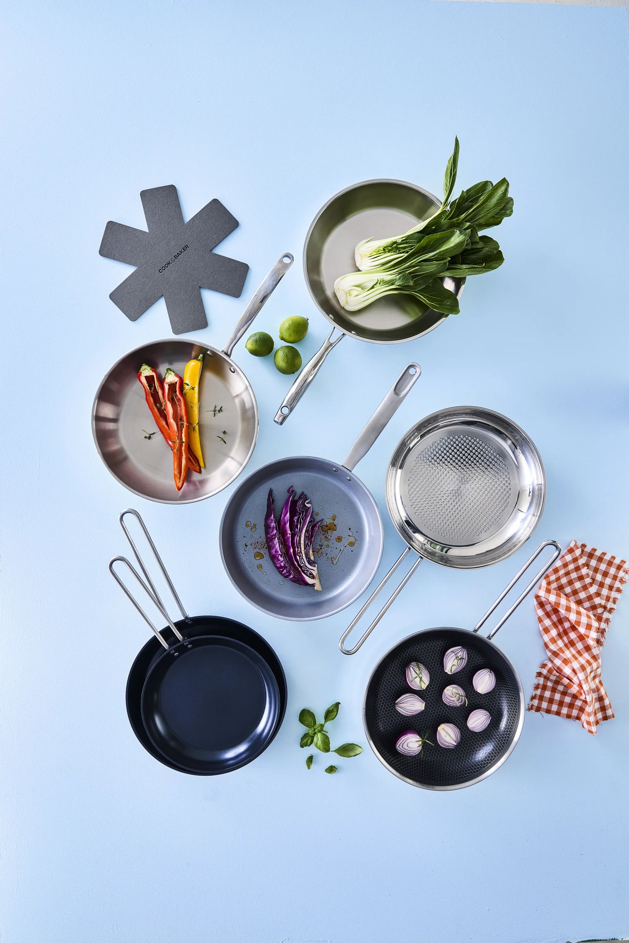 Cook & Baker Stegepander Premium Stegepande i Sølvfarvet/guldfarvet, 5