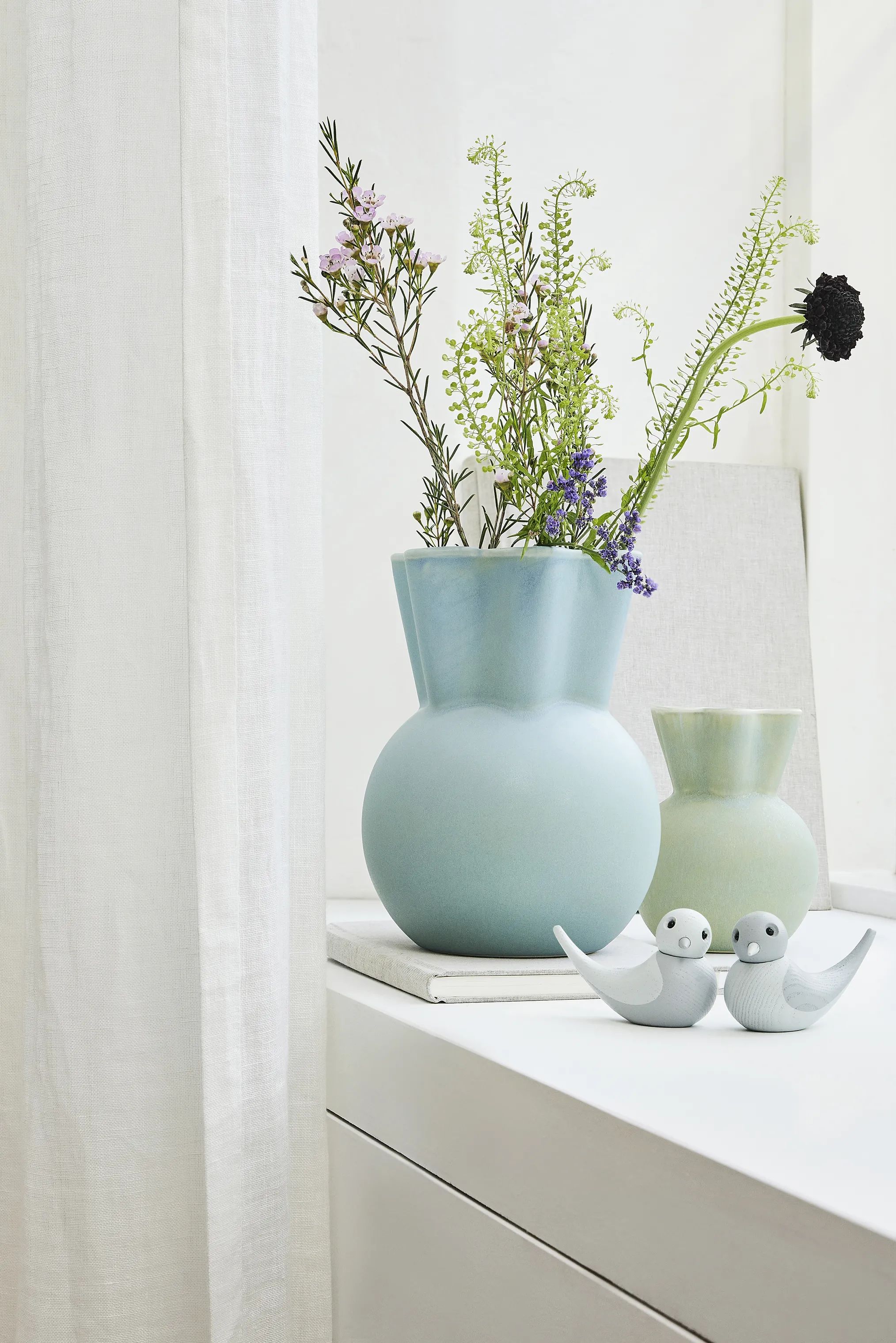 Spring Copenhagen Vaser Svungen Top Vase i Lys blå, 20 cm, 3