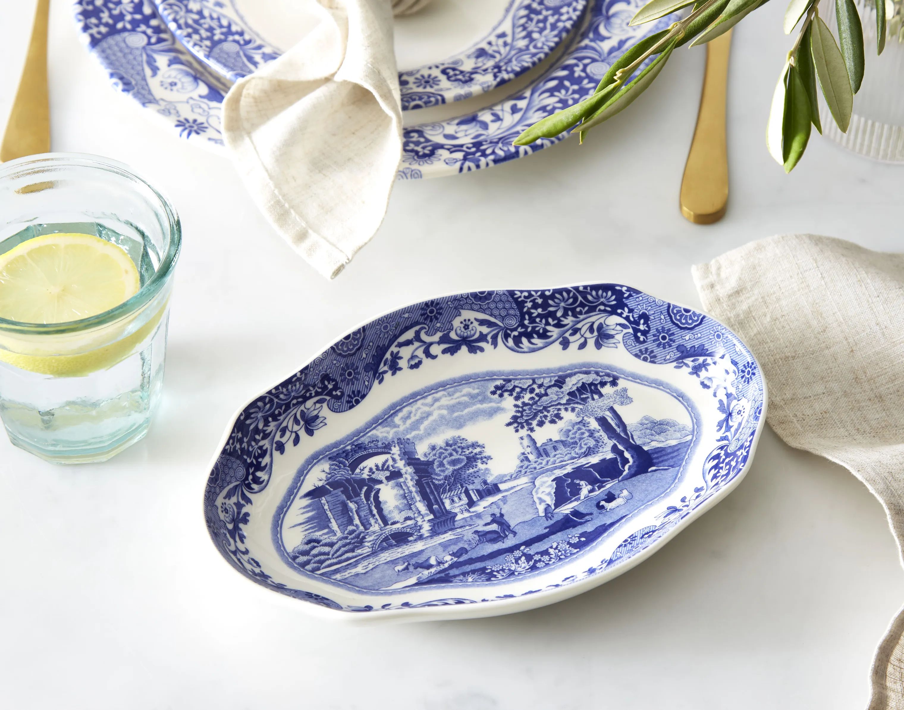 Spode Serveringsfade Blue Italian Blue Italien Serveringsfad i blå/hvid, 2