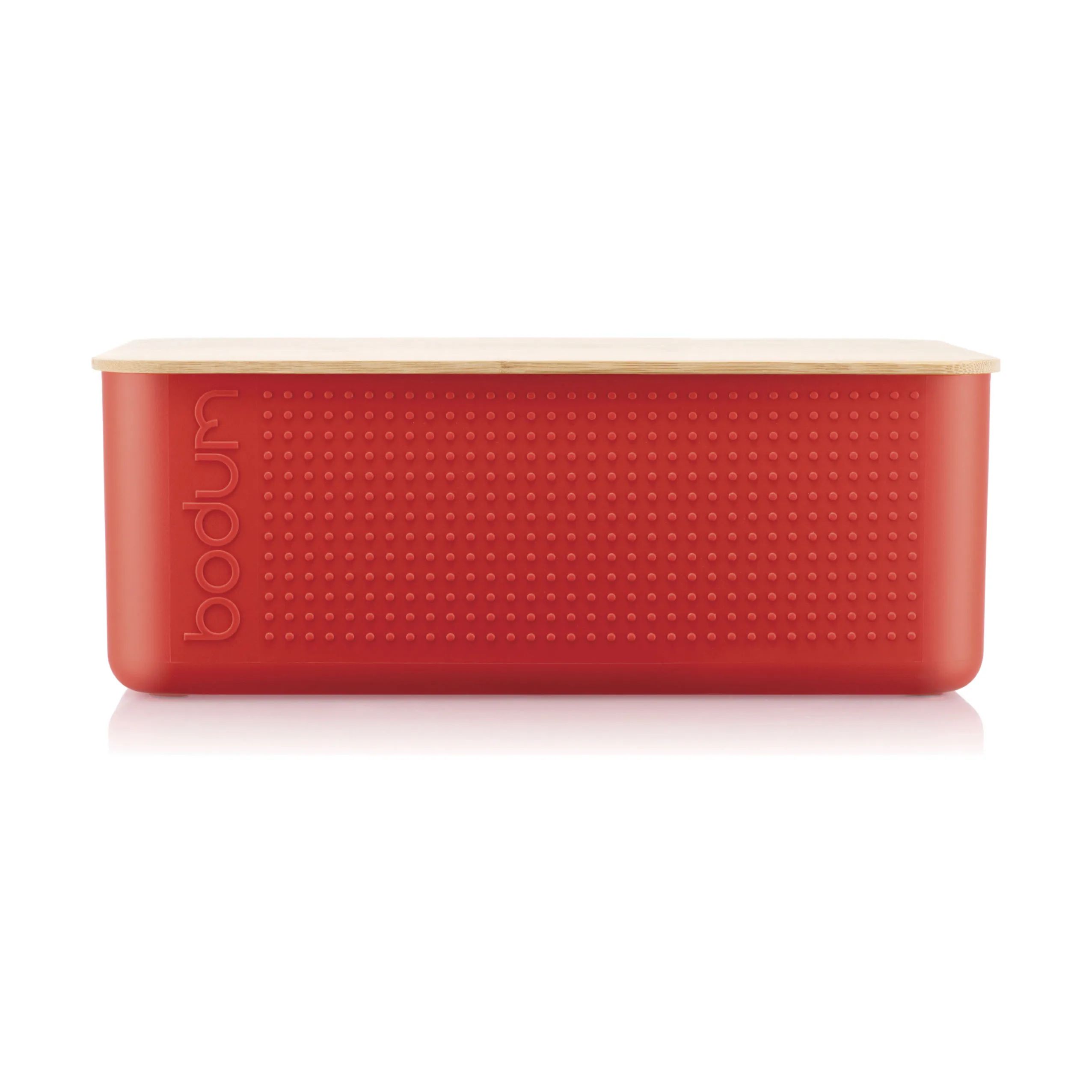 Bodum Brødkasser Bistro Brødboks i rød/bambus, 36,5 cm, 1