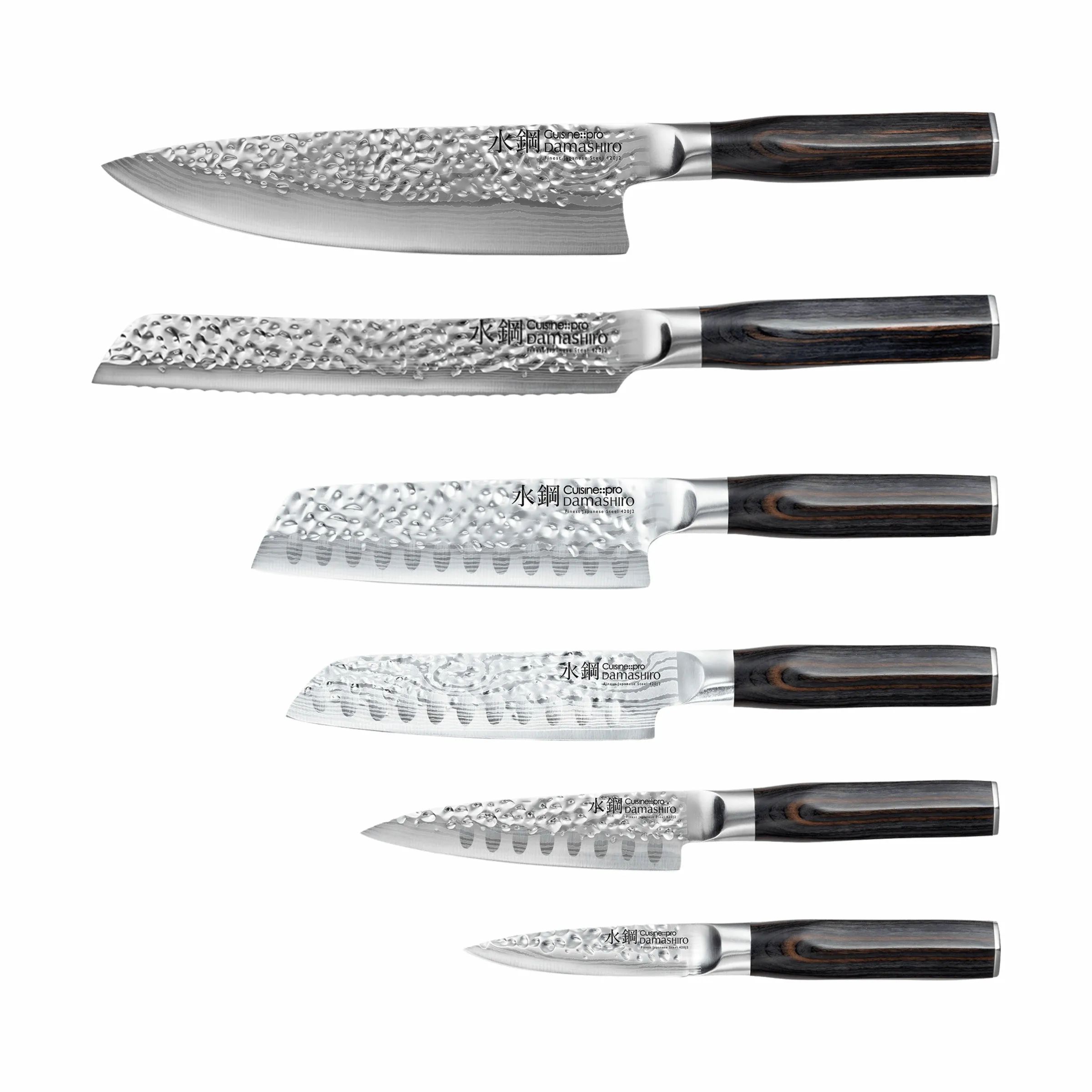 THE CUSTOM CHEF™ Knivblokke med knive Cuisine::pro® Damashiro® EMPEROR Cuisine::pro Damashiro EMPEROR Mokuzai Knivblok - 7 dele i Brun/klar, 4