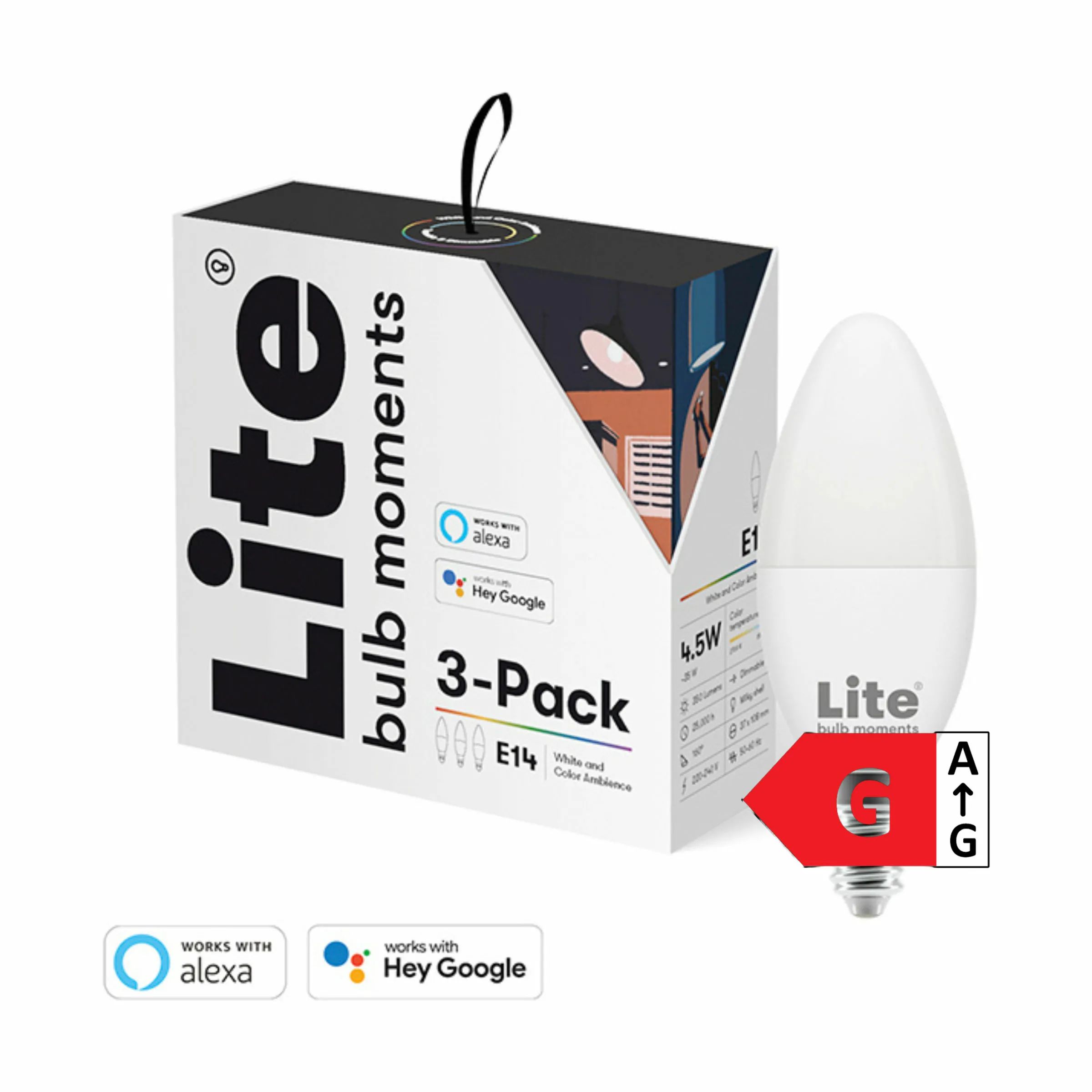 Lite Bulb Moments Elpærer White and Color Ambience RGBW Lyspære - 3 stk. i 3 stk., 1