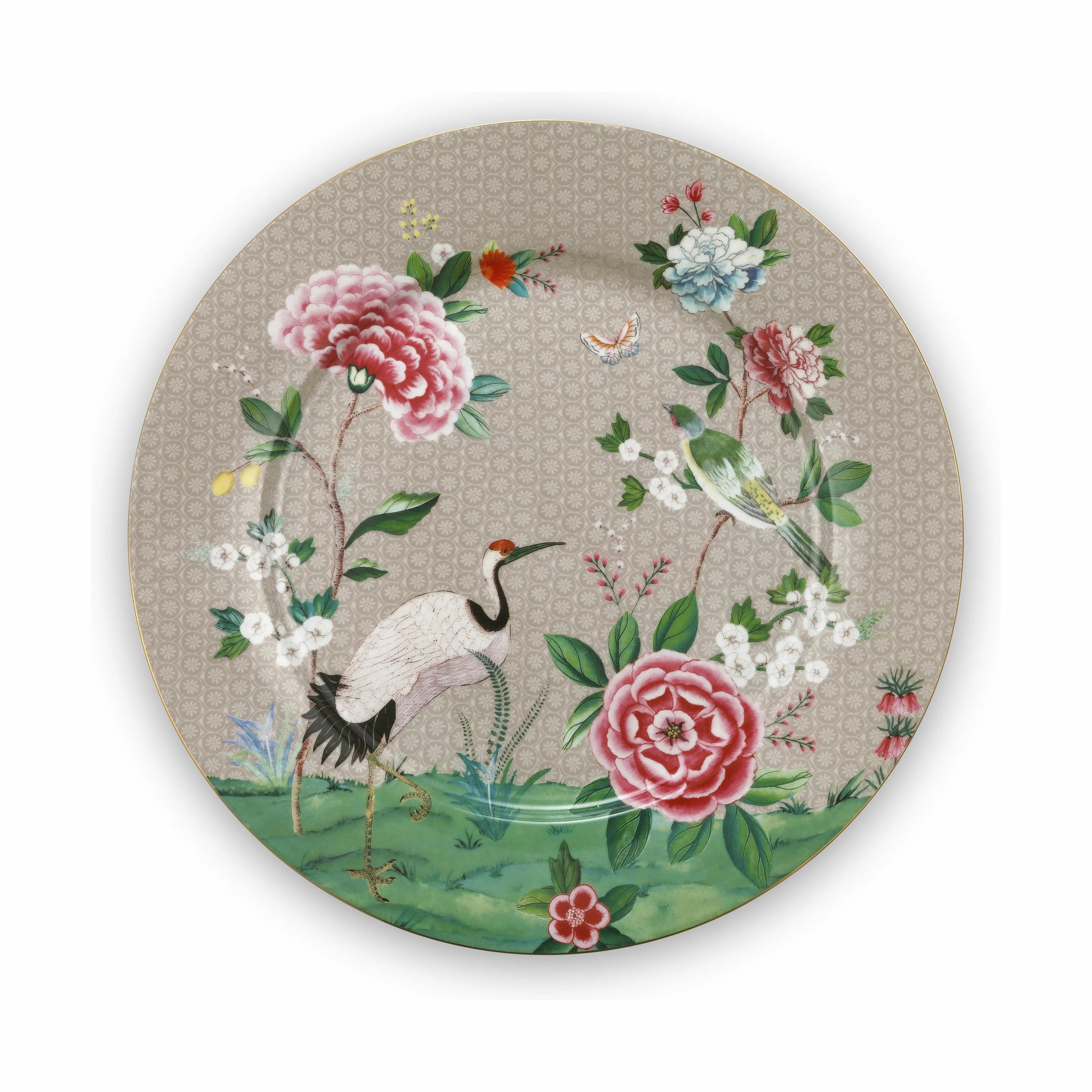 PIP Studio Middagstallerkener Blushing Bird Tallerken i khaki , 32 cm, 1