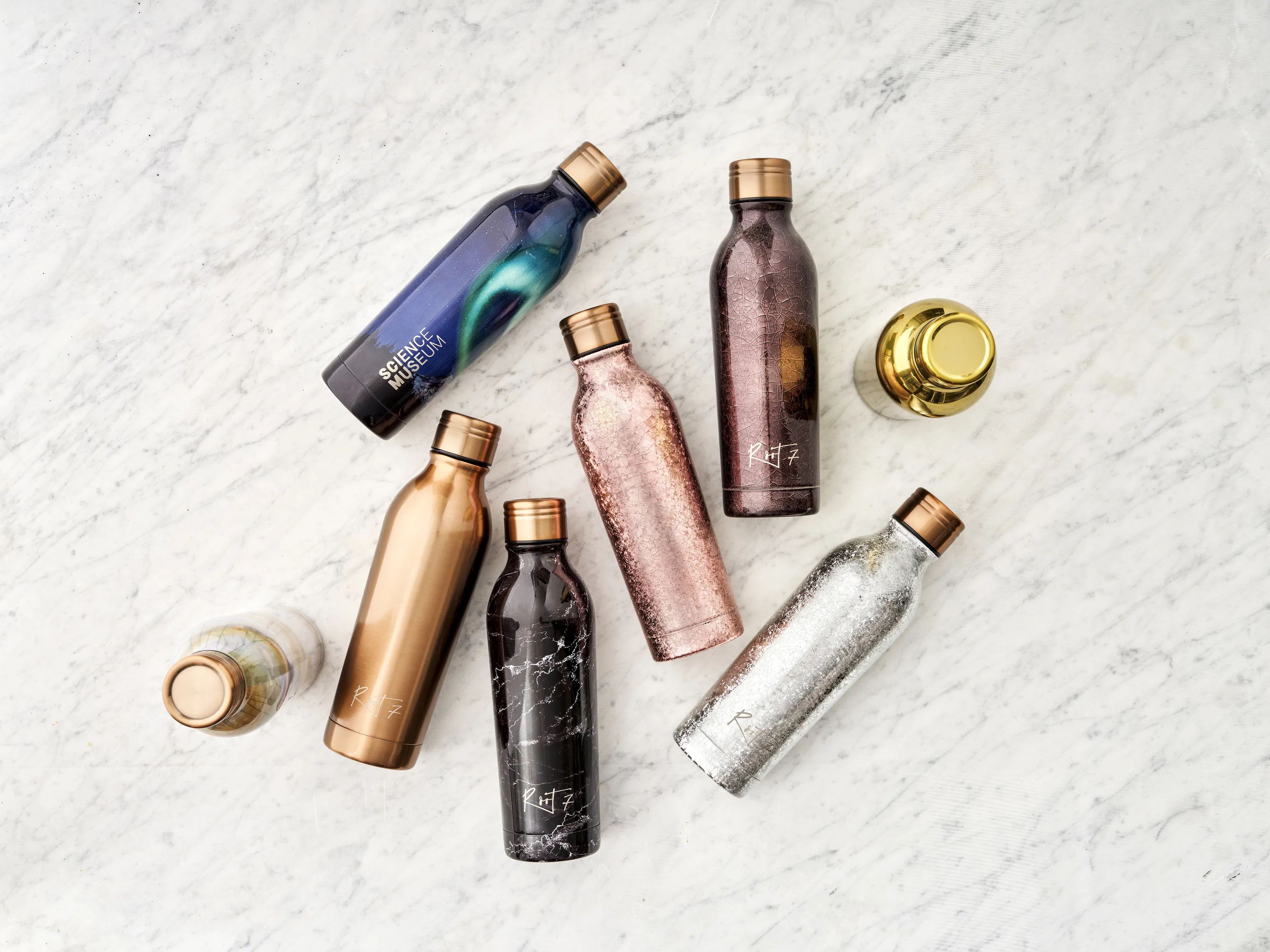 Root7 Drikkedunke OneBottle Termo Drikkedunk i Rose Gold Sparkle, 500 ml, 5