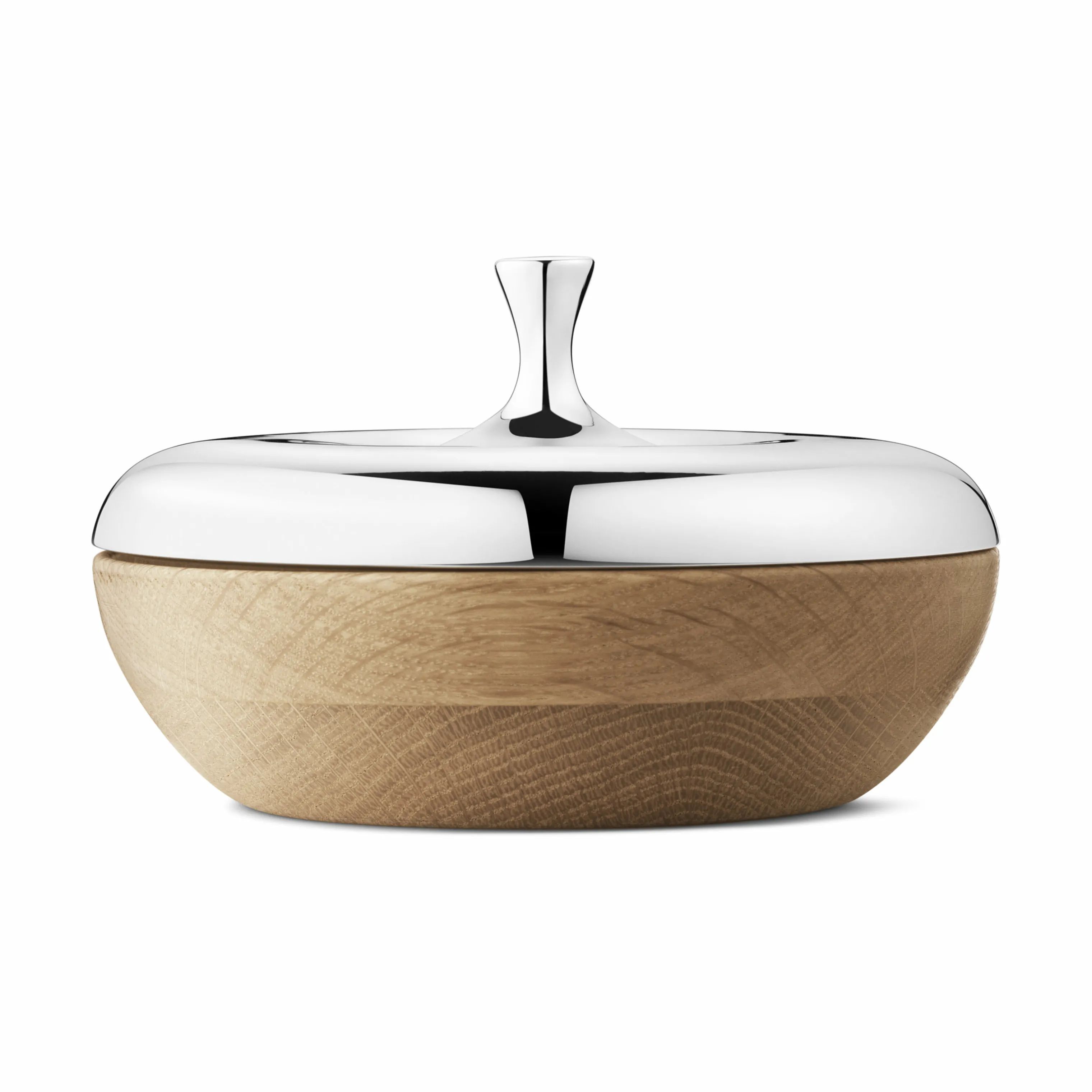 Georg Jensen Bonbonniere Henning Koppel Koppel Turnip Bonbonniere i Stål/egetræ, 16 cm, 1