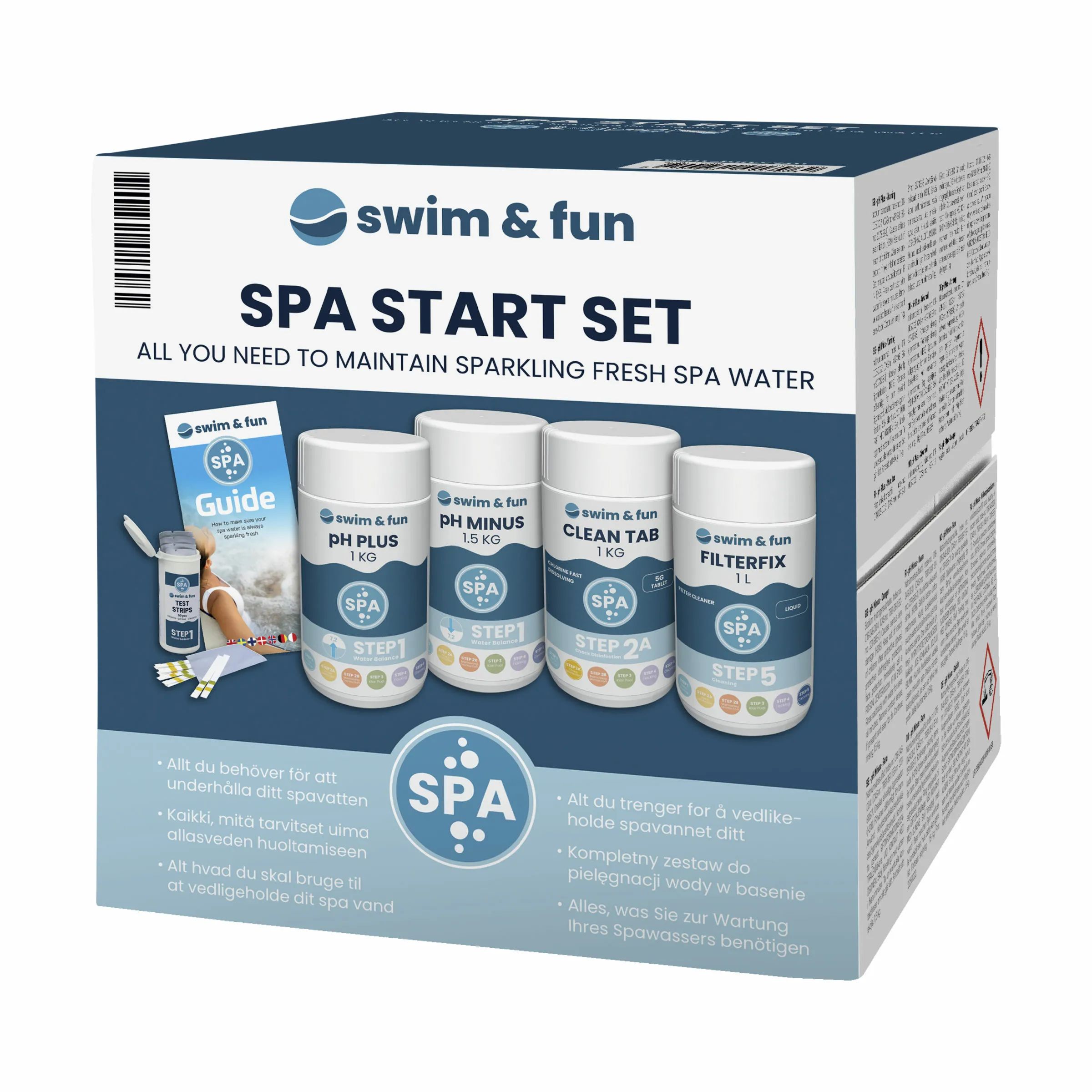 Swim & Fun Poolrengøring Vandplejemiddel Startsæt - 5 dele i hvid, 1