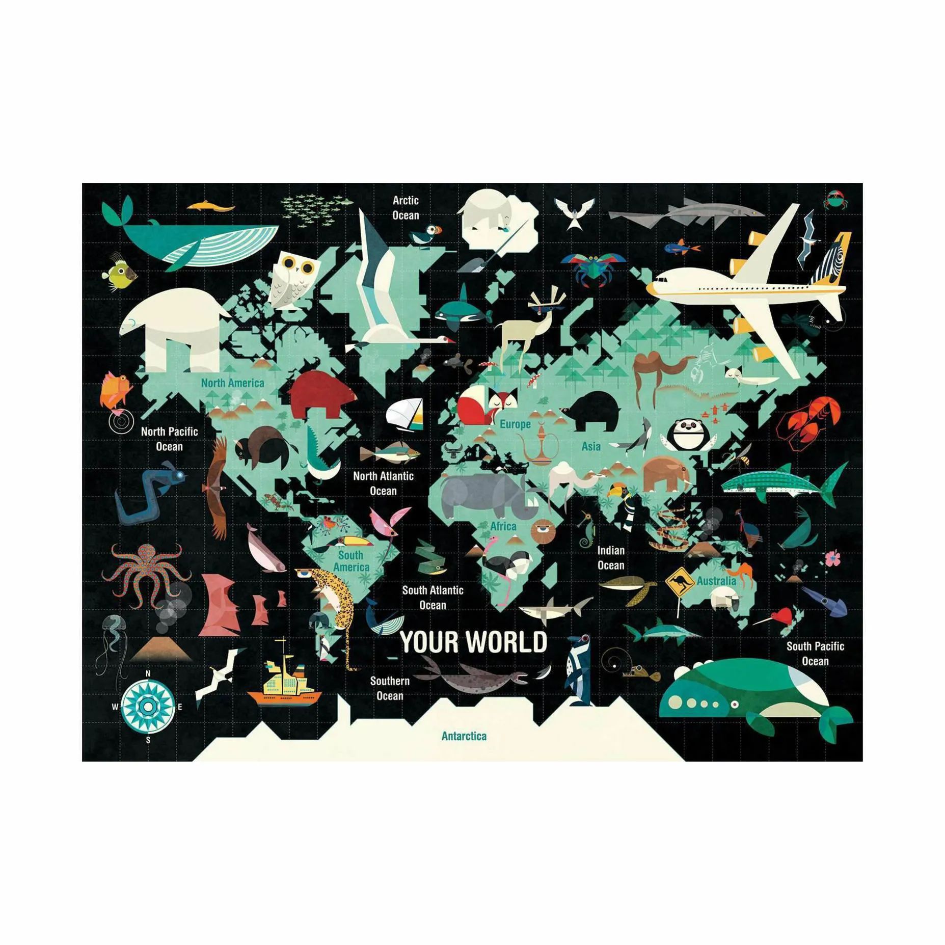 Galison Puslespil Puslespil - Your World i Multifarvet, 2