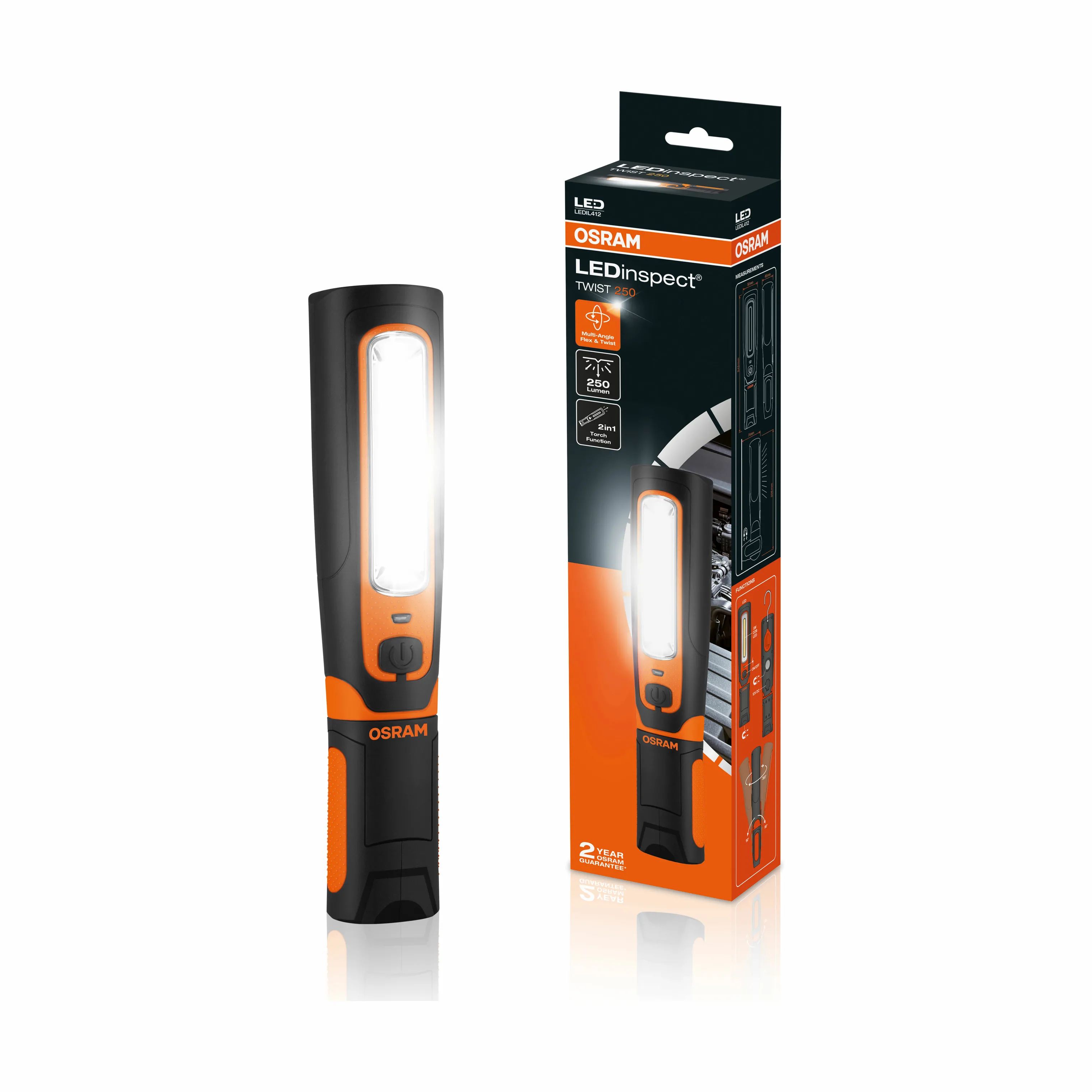 OSRAM Lommelygter LEDInspect Twist Arbejdslampe i sort/orange, 1