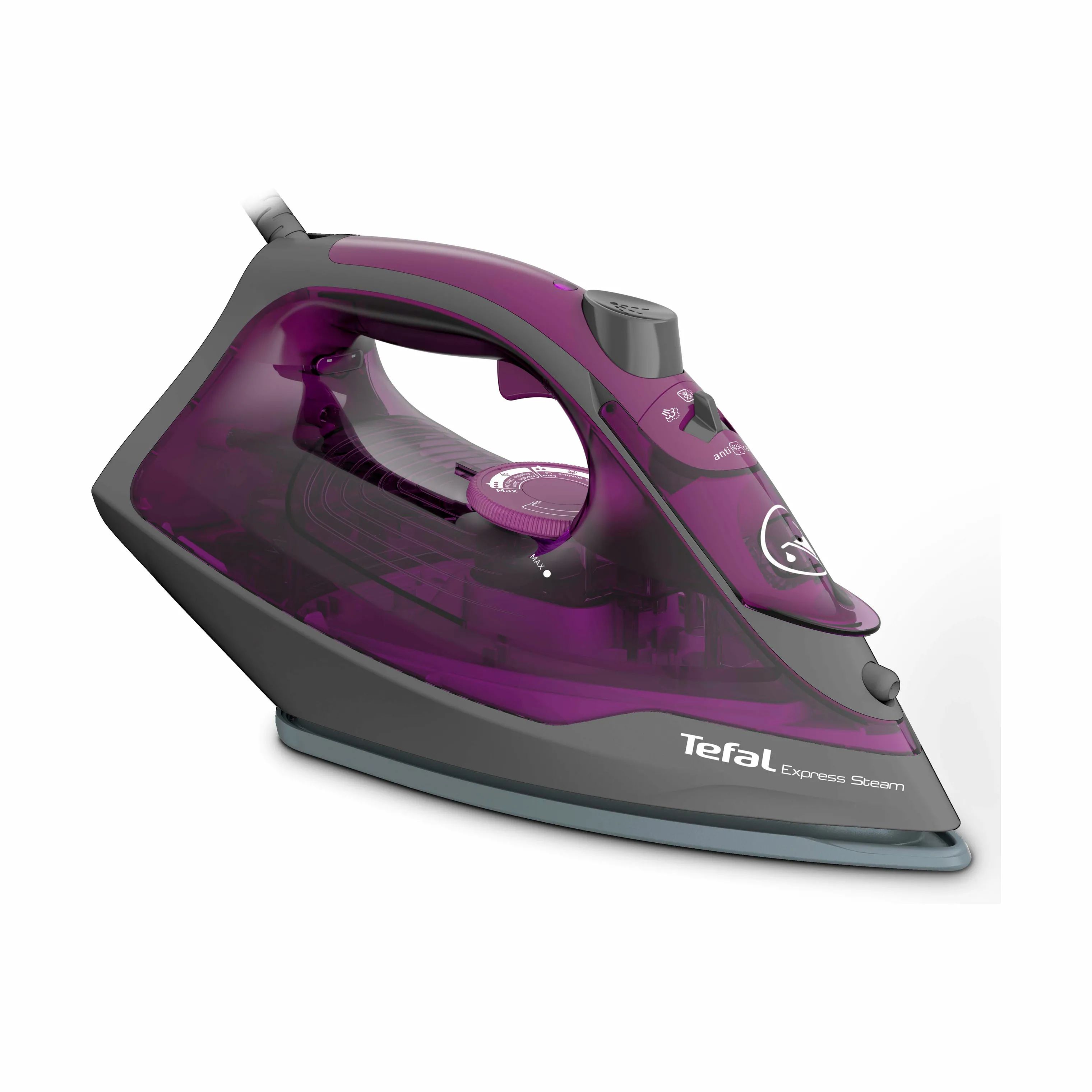 Tefal Strygejern Express Steam+ Dampstrygejern i Lilla/Grå, 18 cm, 1