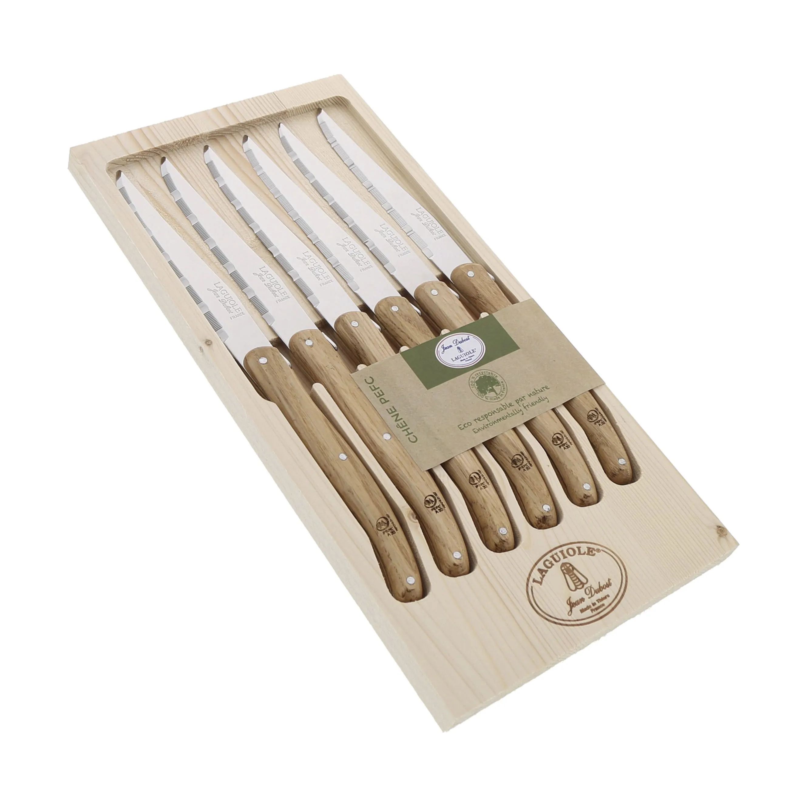 Jean Dubost Bordknive Laguiole Kniv - 6 stk. i Lysebrun, 1