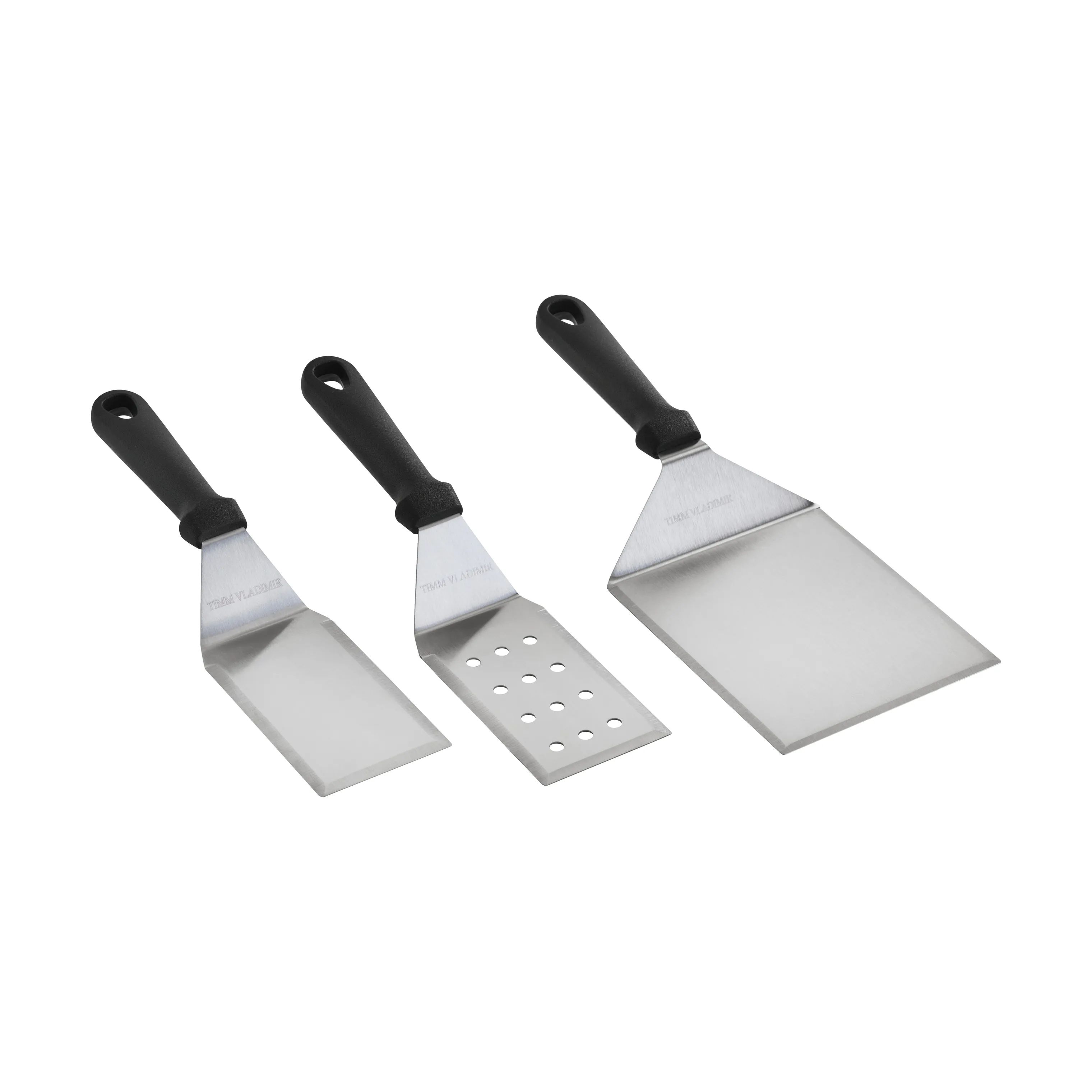Timm Vladimir Kitchen Grillredskaber Redskabsæt til plancha - 3 dele i sort/stål, 1