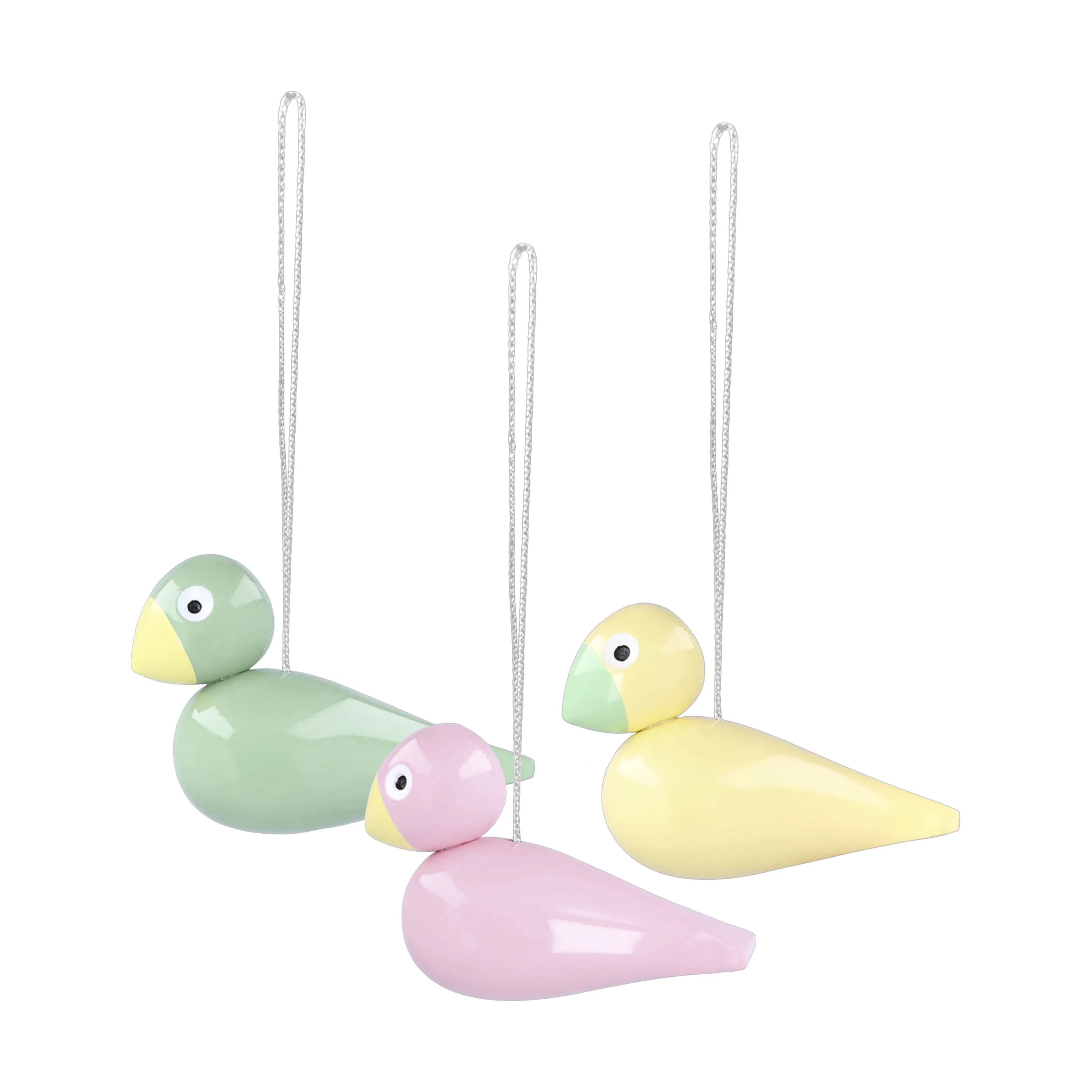Kay Bojesen Påskeæg og ophæng Birds Fugle Ophæng - 3 stk. i Grøn/Gul/Rosa, 1
