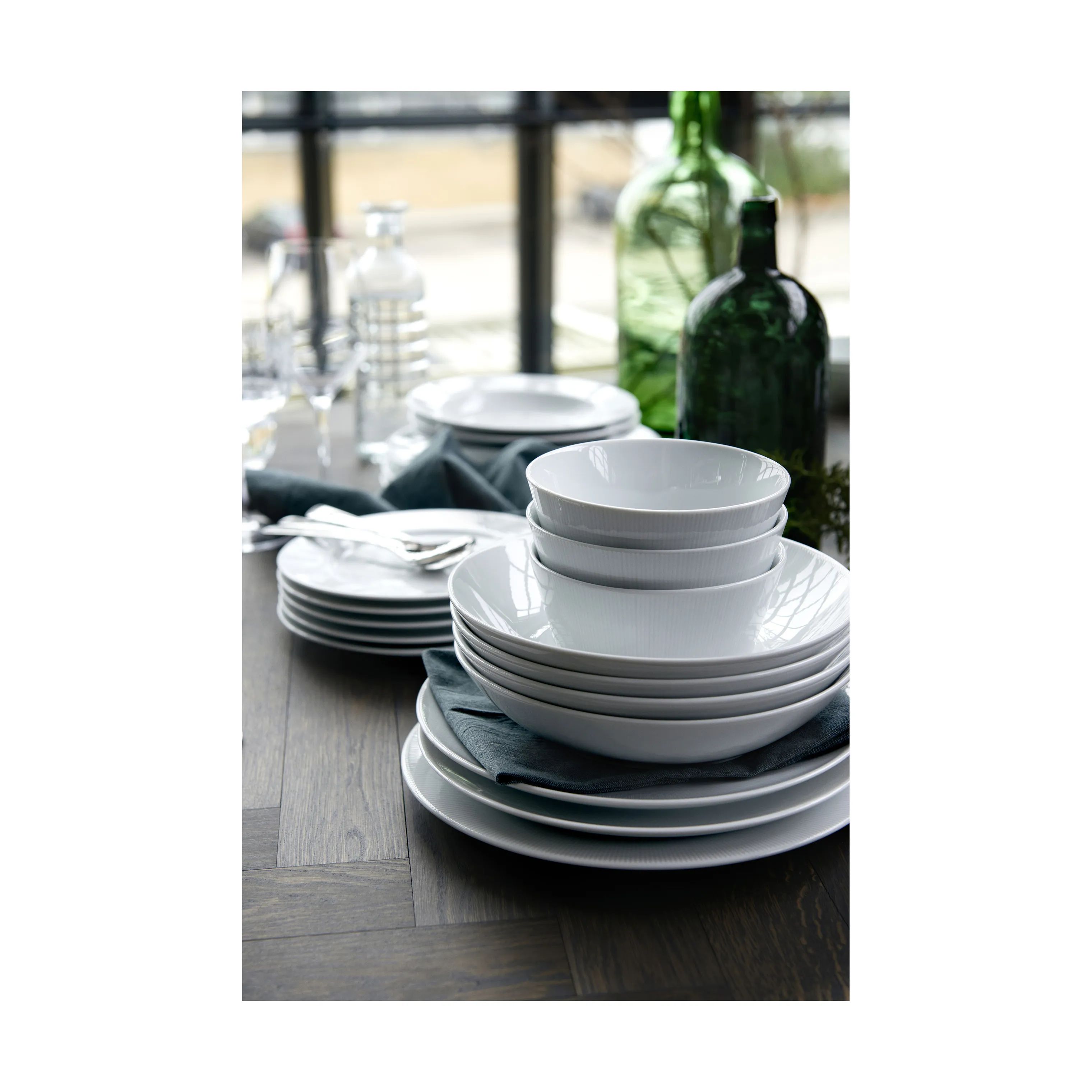 Pillivuyt Middagstallerkener Eventail Tallerken i Hvid, 28 cm, 3
