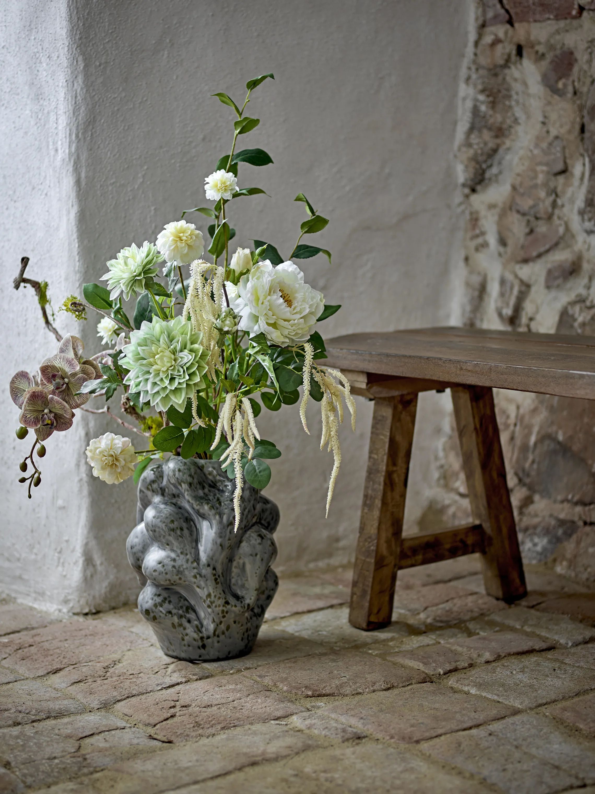 Bloomingville Kunstige blomster Kunstig Buket - Rise i Hvid/grøn, 2