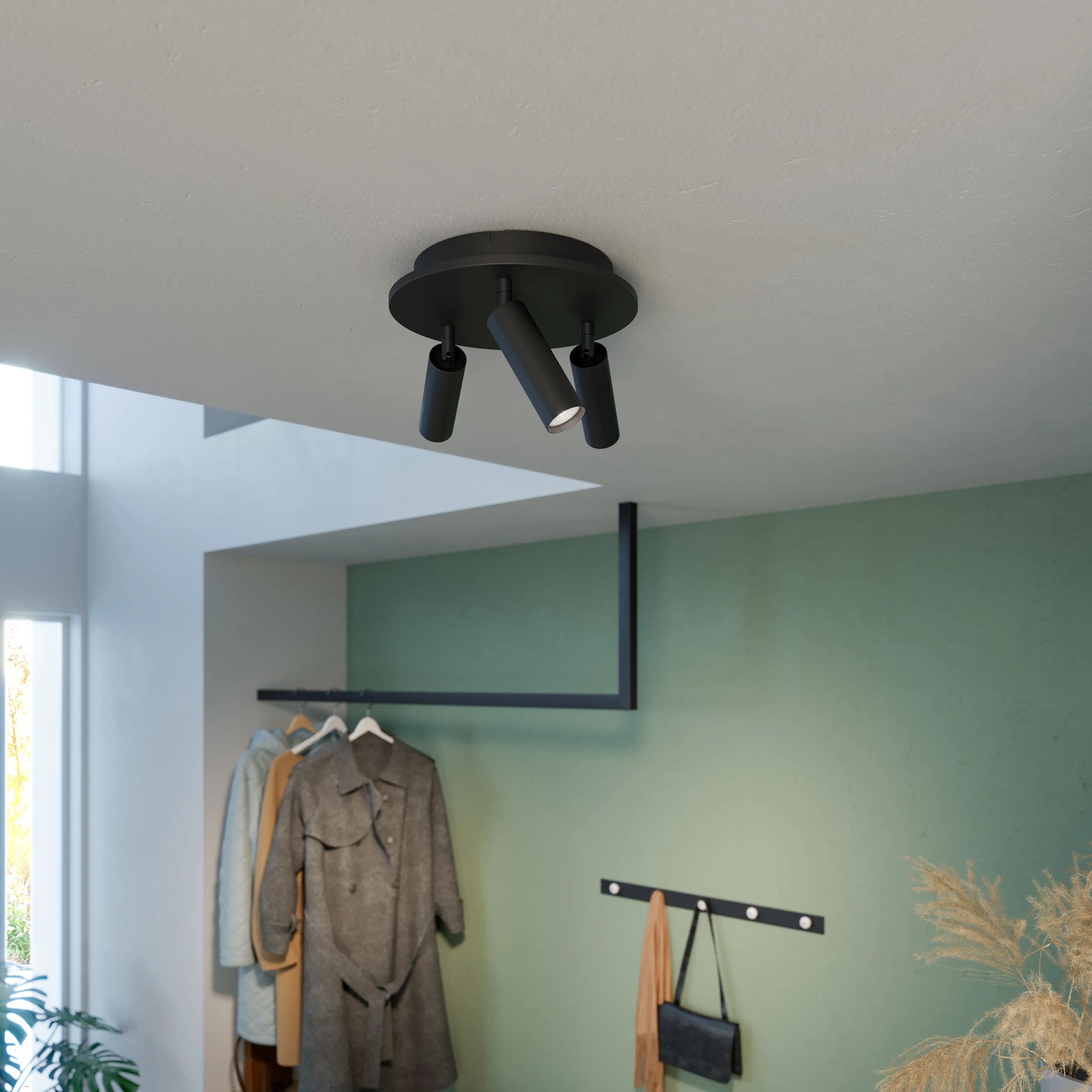 Herstal Loftlamper Pipeline Spotlight m. 3 spot i Sort, 2