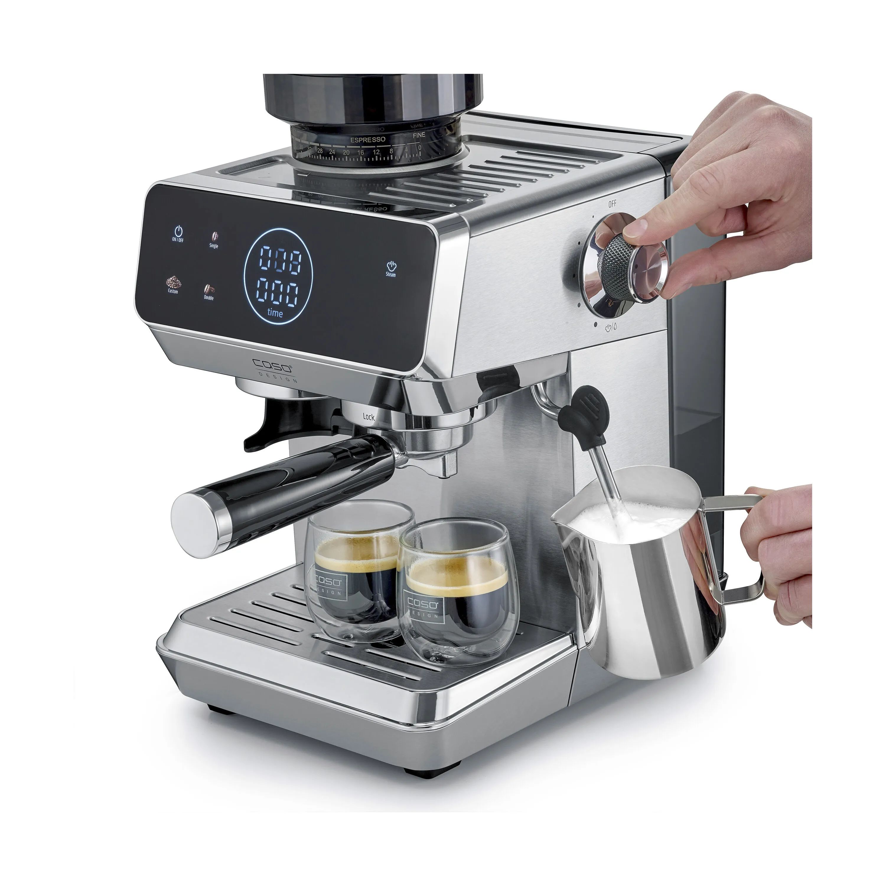 Caso Espressomaskiner Espressomaskine m. kværn i Sølvfarvet, 5
