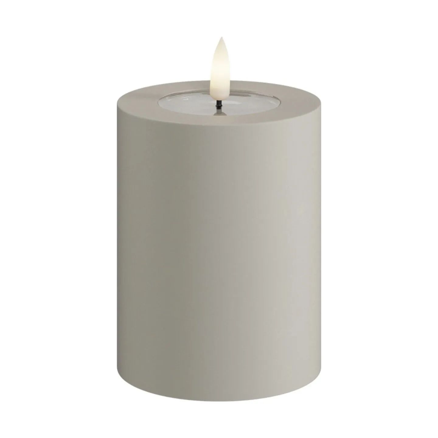 Deluxe Homeart LED-lys Real Flame LED Udendørs Bloklys i Sand, H10 x Ø7,5 cm, 1