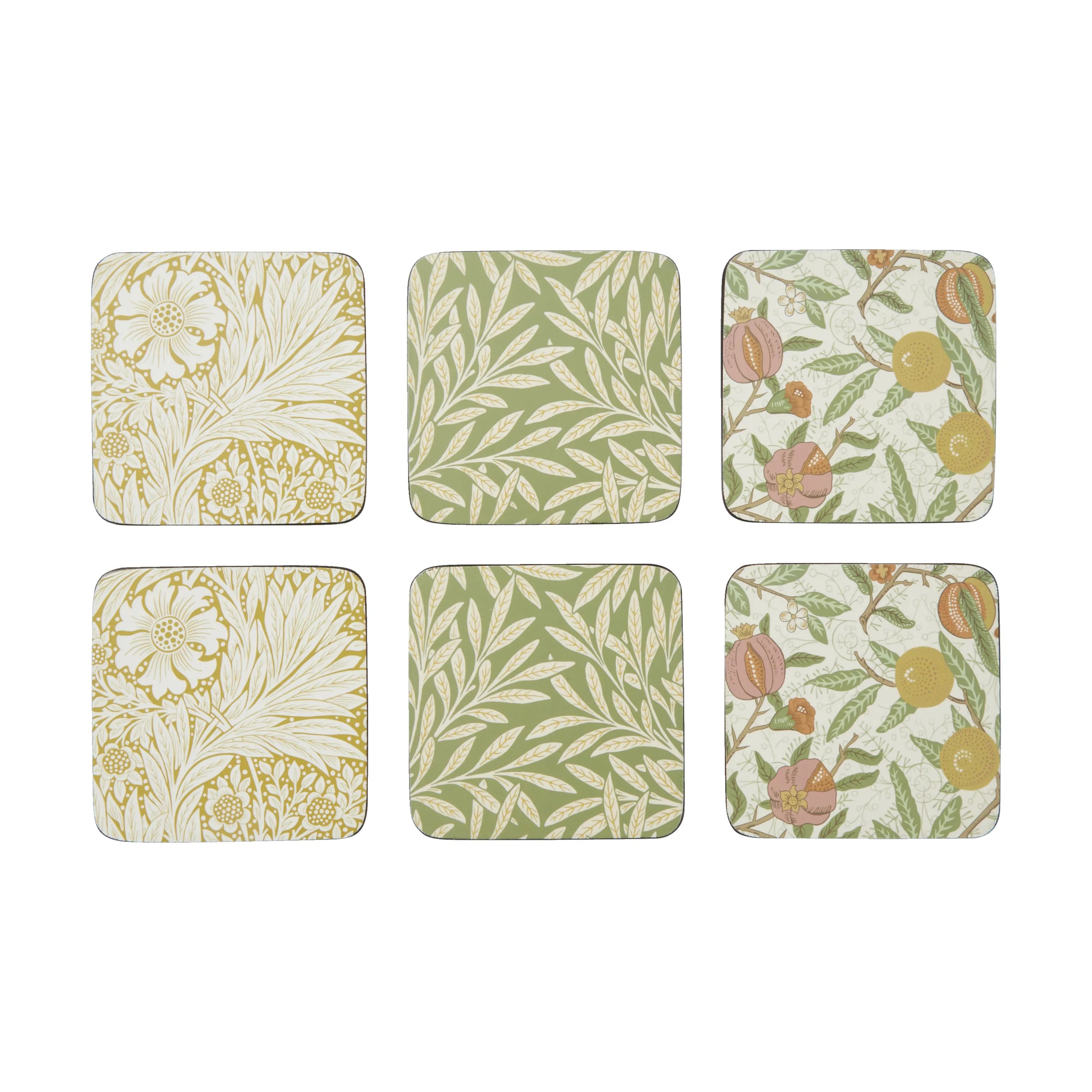 Pimpernel Glasbrikker og coasters Morris & Co Glasbrikker - 6 stk. i Multifarvet/creme, 1
