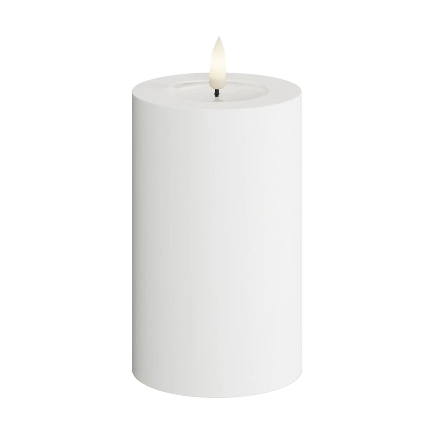 Deluxe Homeart LED-lys Real Flame LED Udendørs Bloklys i Hvid, H12,5 x Ø7,5 cm, 1