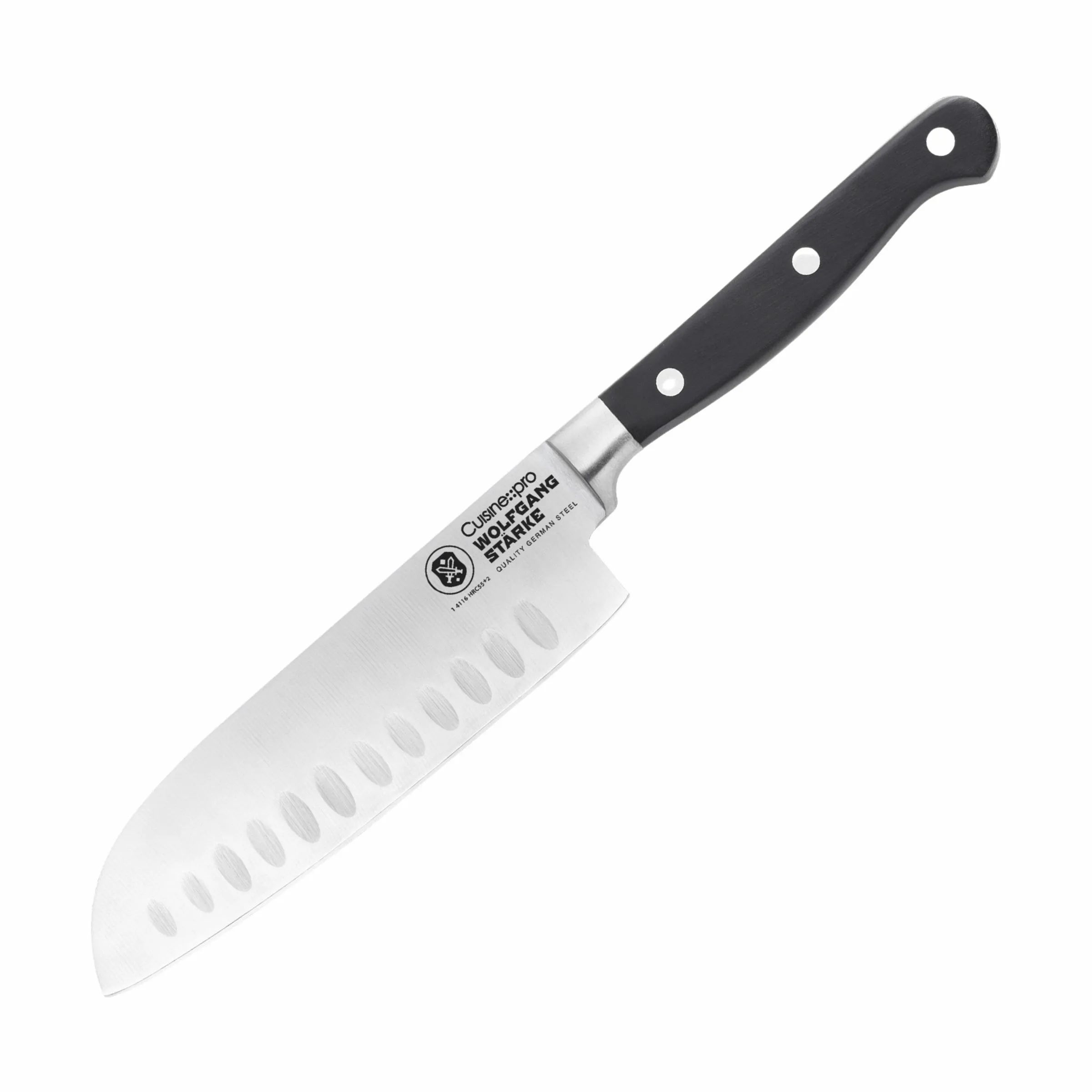 THE CUSTOM CHEF™ Santokuknive Cuisine::pro® WOLFGANG
STARKE™ Cuisine::pro WOLFGANG STARKE™ Santokukniv i sølvfarvet/sort, 41,9 cm, 1