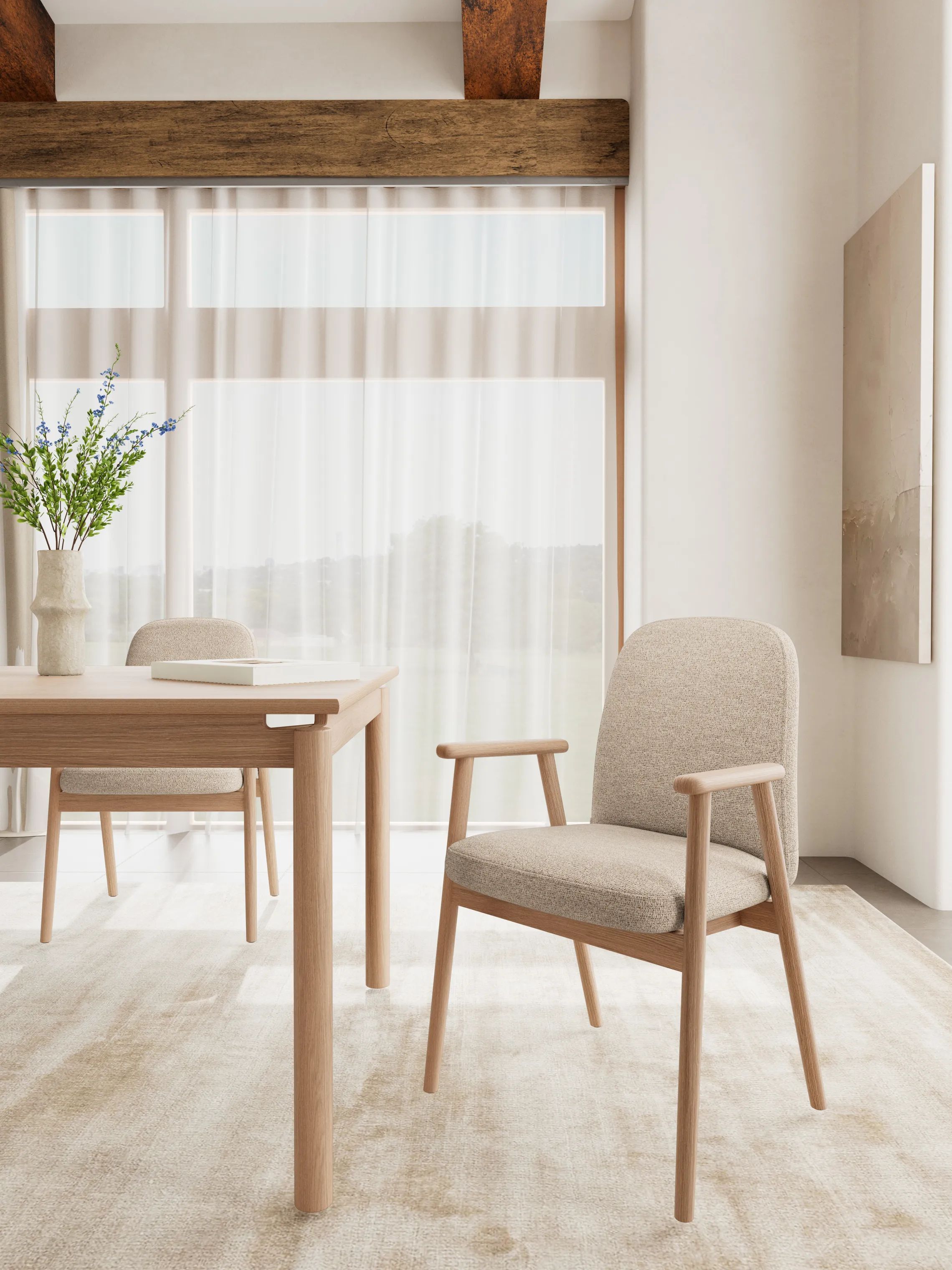 CASA Living Spisebordsstole Calvin Spisebordsstol - 2 stk. i Beige, 3
