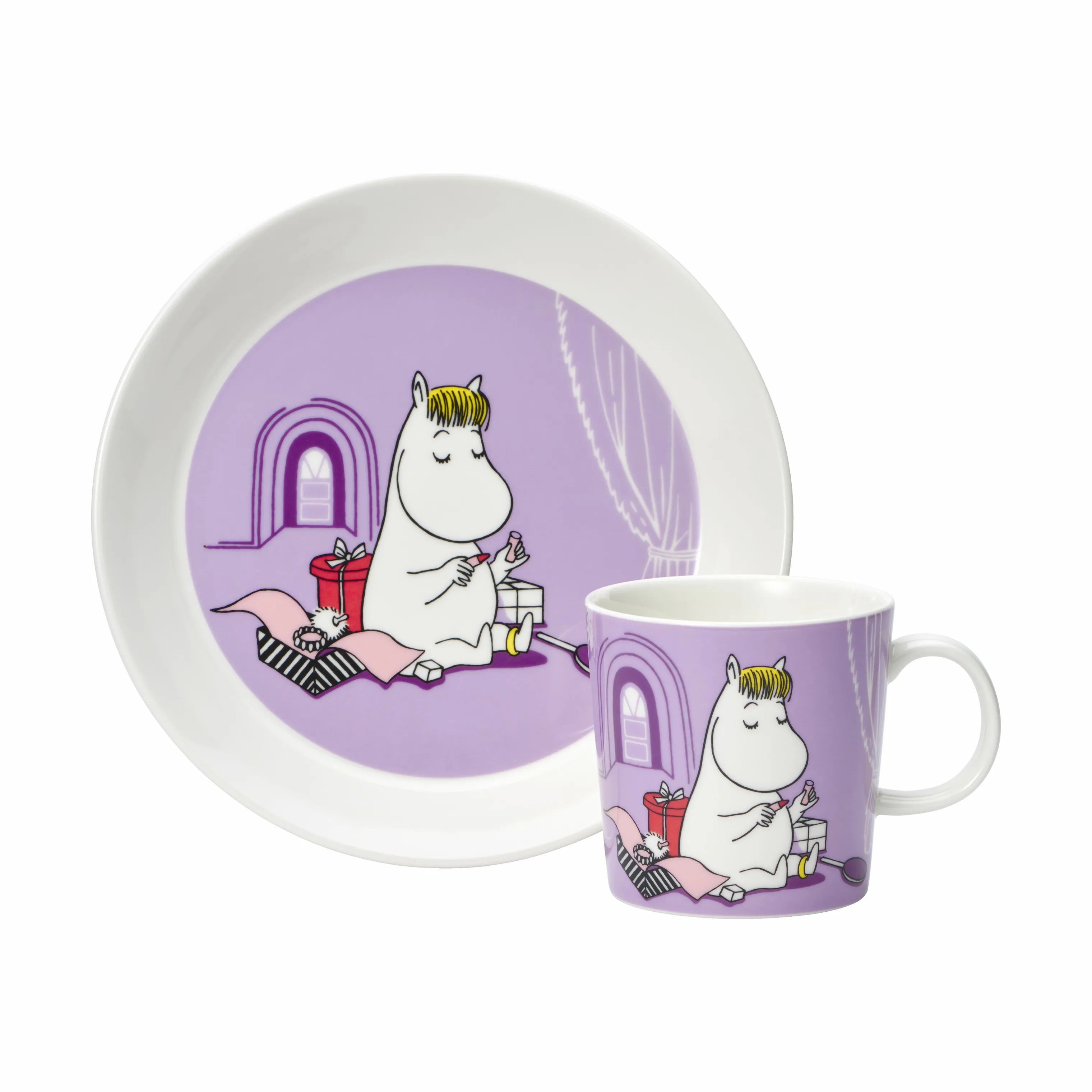 Moomin Arabia Spisesæt Klassisk Stelsæt Snorkfrøken - 2 dele i Lilla, 19 cm, 1