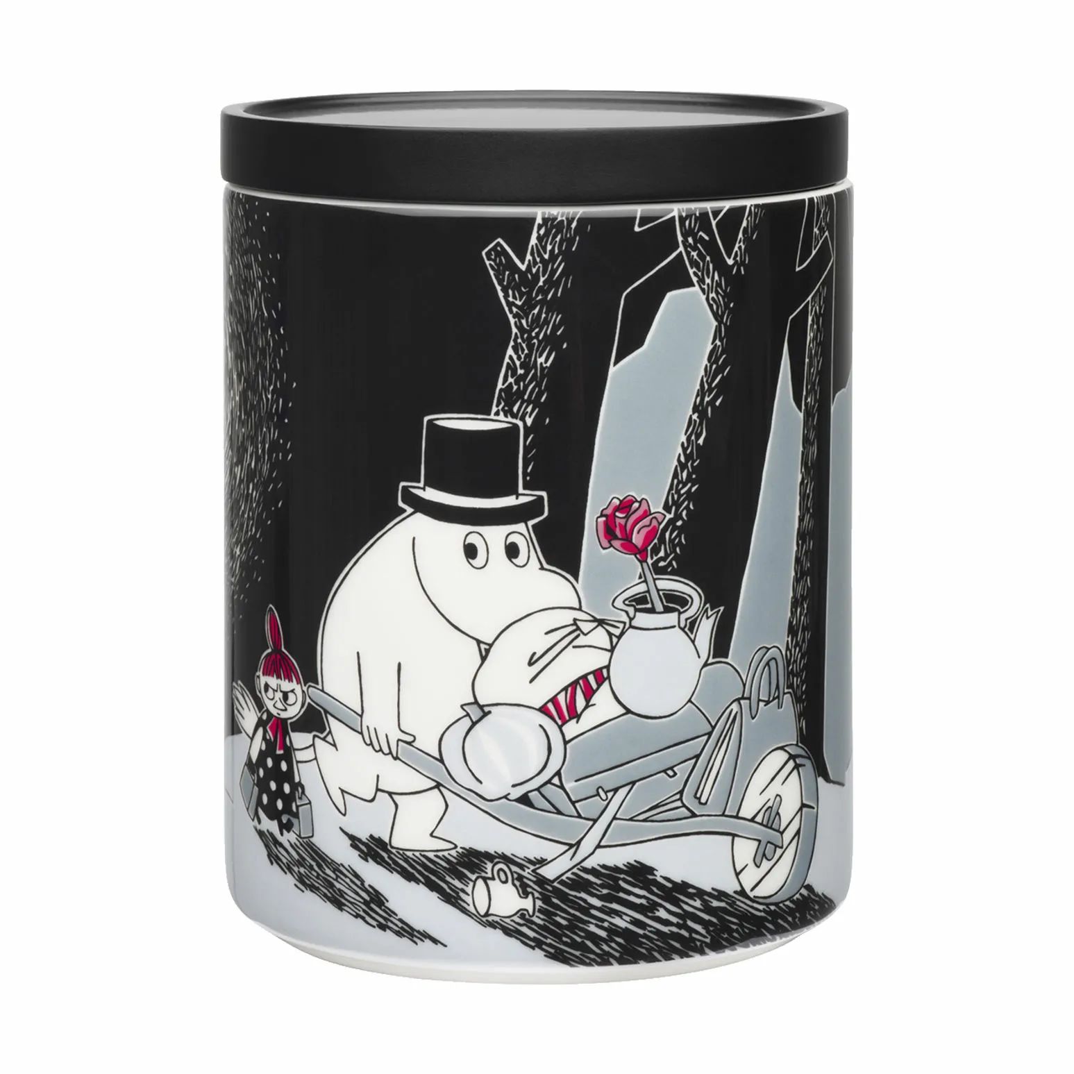 Moomin Arabia Krukker med låg Venner for evigt Krukke - Mumi flytter i Sort/grå, 1.2 L, 1
