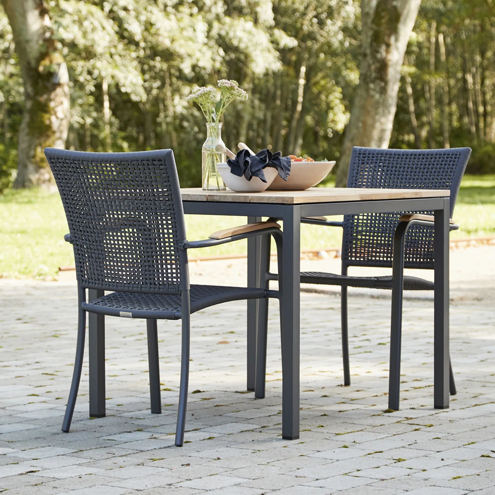 Mandalay Havemøbelsæt Toscana & Ravello Havemøbelsæt - 3 dele i Antracit, Bord (L 82 cm) med 2 stole, 3
