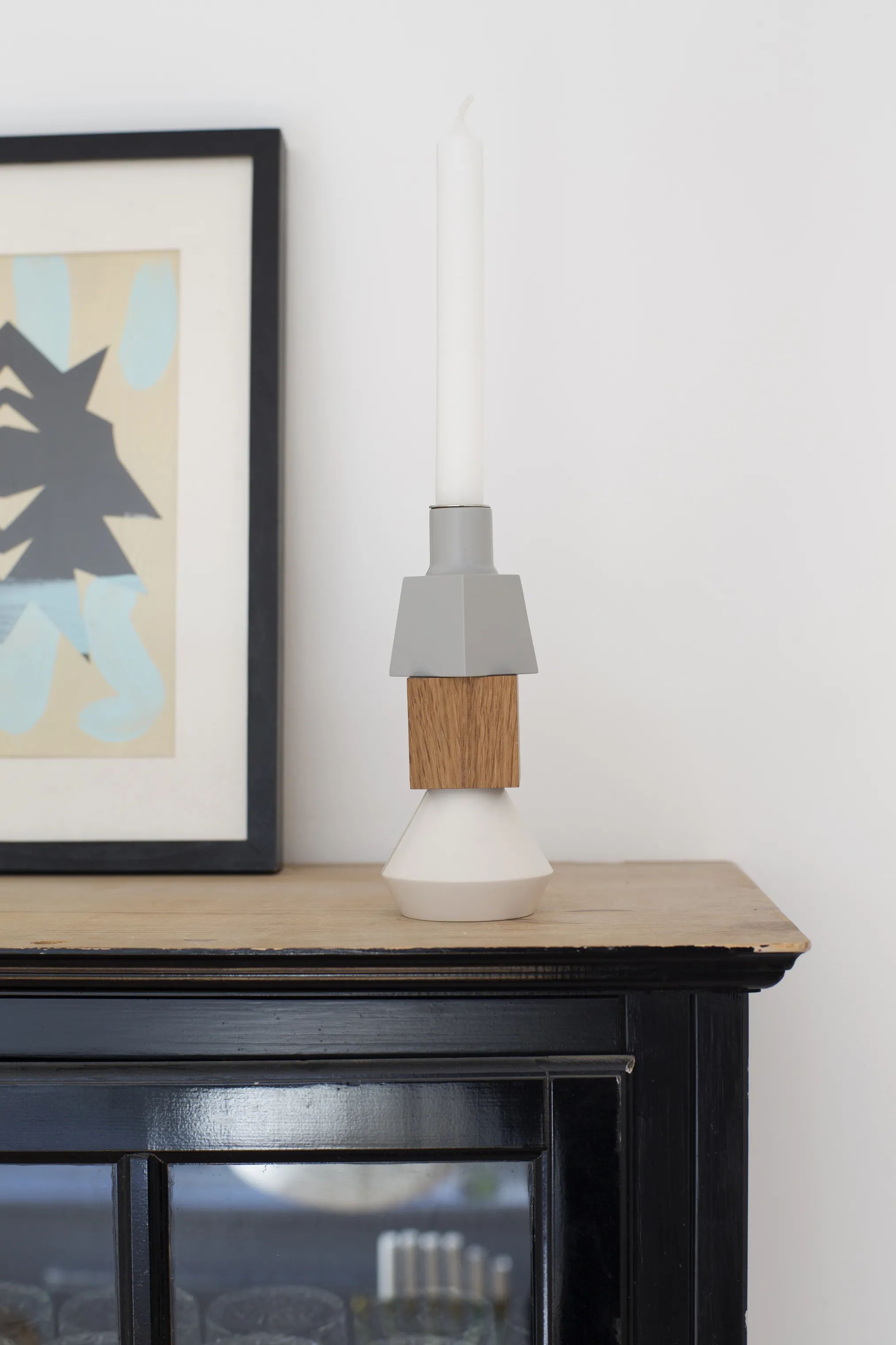 Spring Copenhagen Kronelysestage Wood Lights Lysestage i Stone, 19 cm, 2