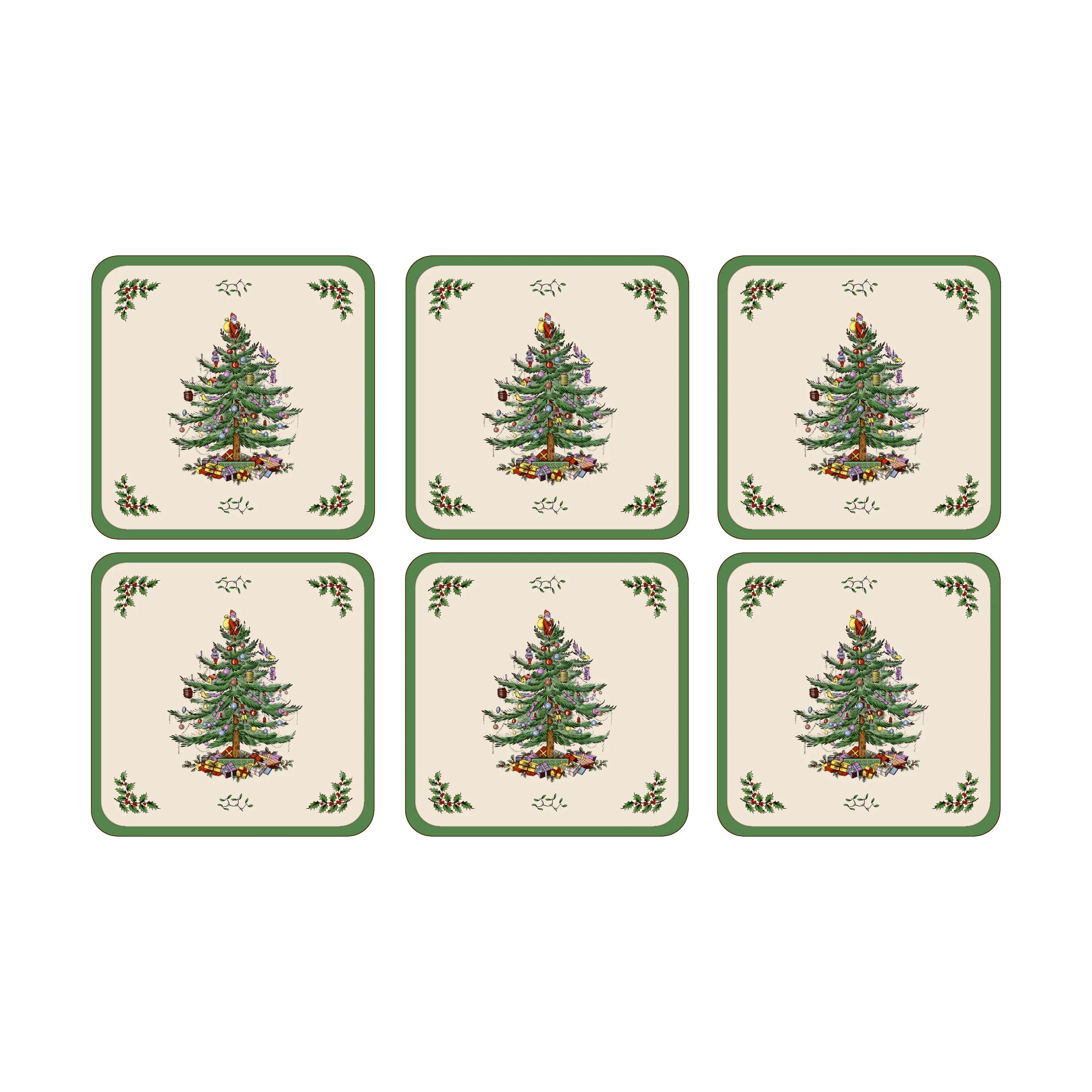 Pimpernel Glasbrikker og coasters Christmas Tree Glasbrikker - 6 stk. i Grøn/hvid/Rød, 2