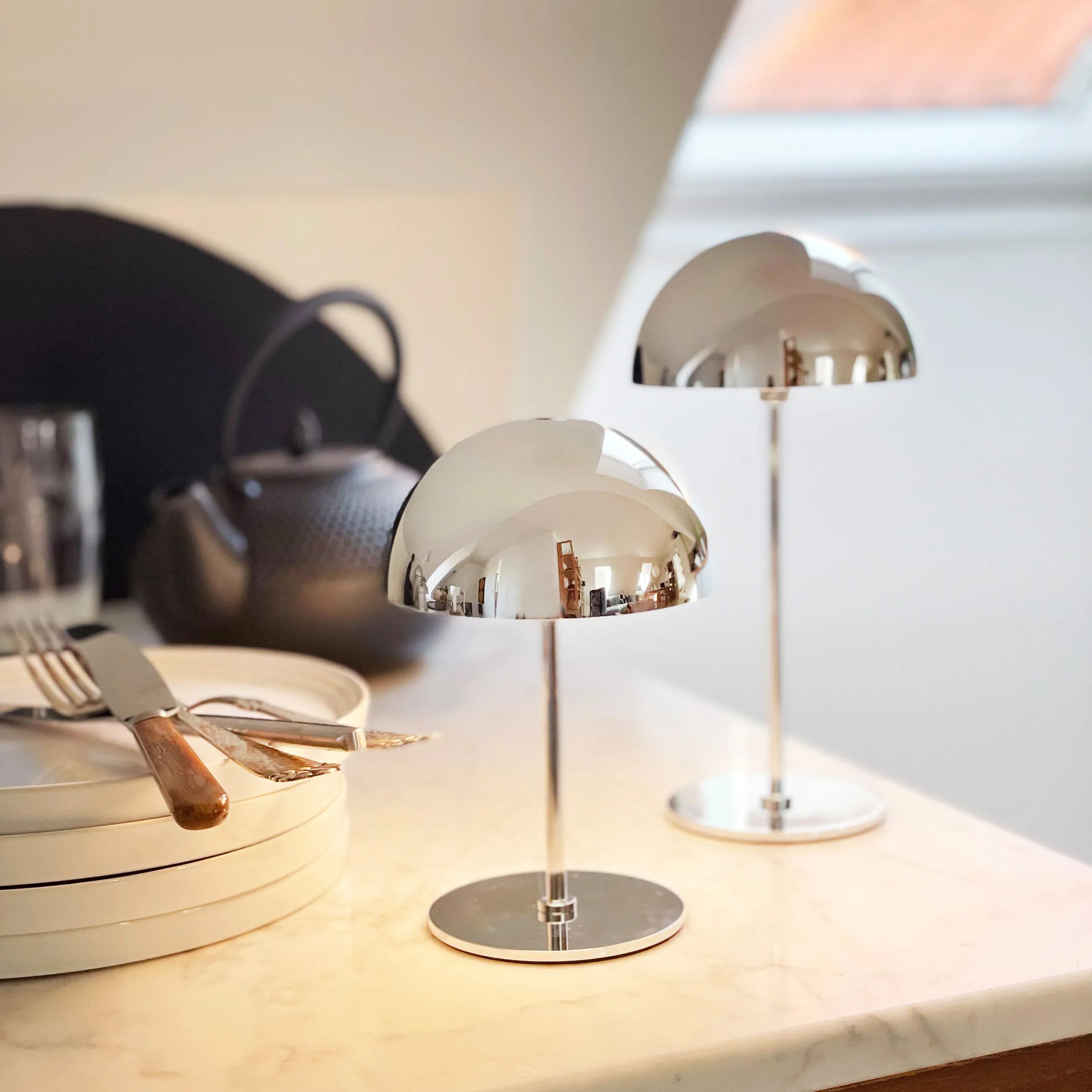 Dyberg Larsen LED-lamper Along LED-Bordlampe - 2 stk i Krom, 2