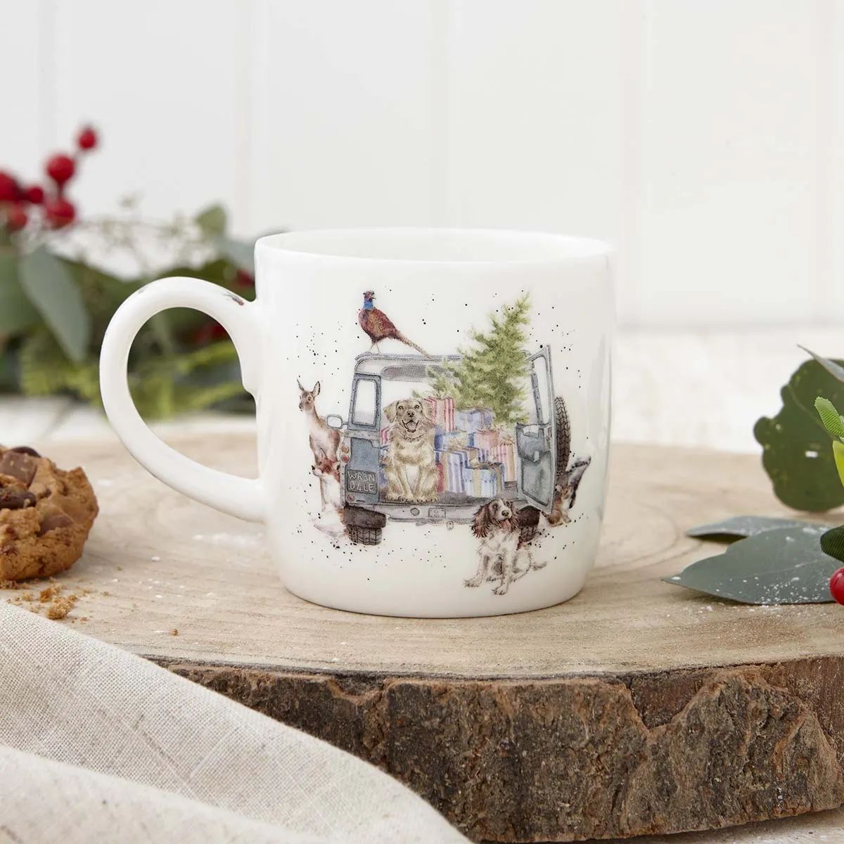 Royal Worcester Krus og kopper med hank Wrendale Krus - Driving home xms i Dyr, 2