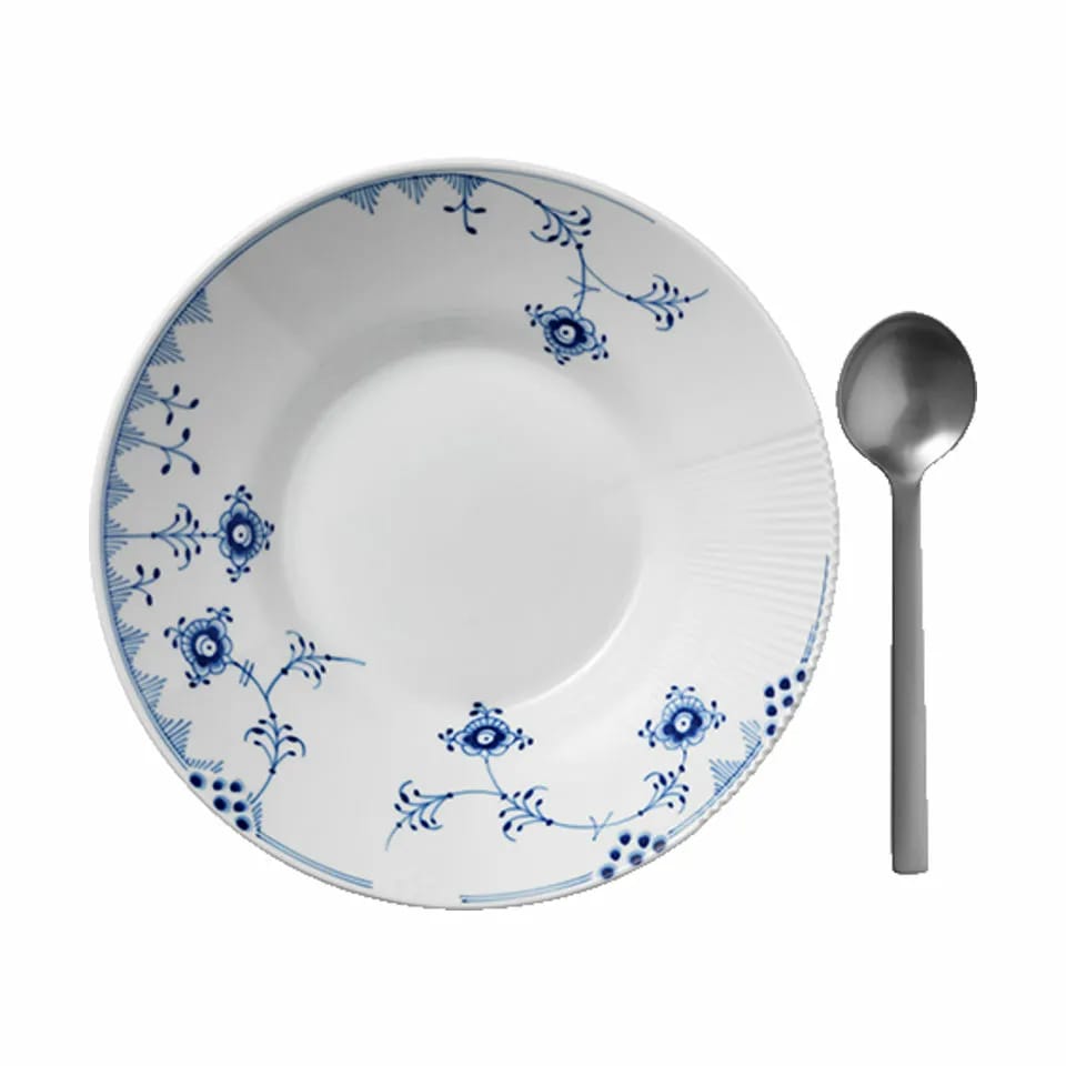 Royal Copenhagen Dybe tallerkener Blå Elements Dyb Tallerken i Koboltblå/hvid, 25 cm, 4