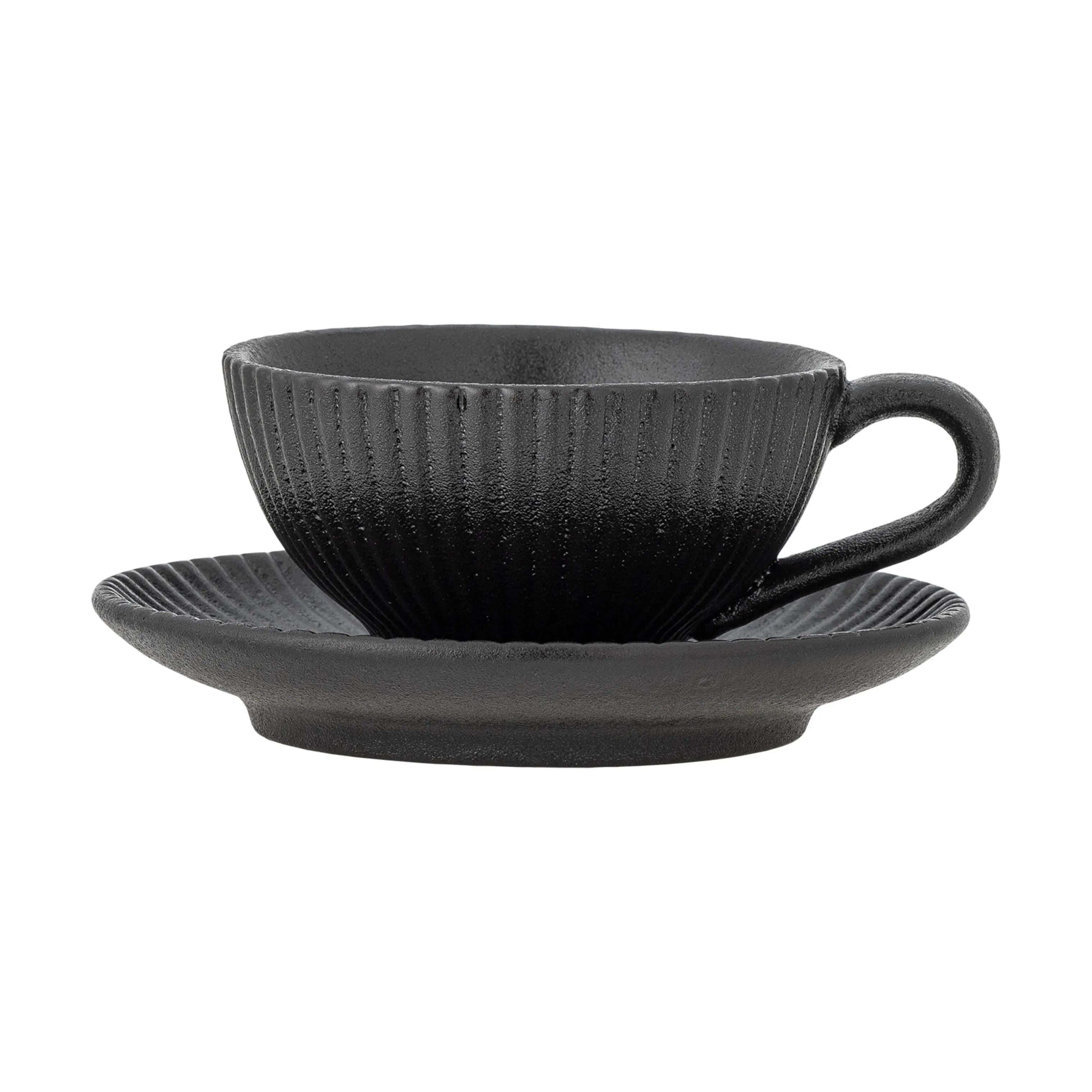 Bloomingville Krus og kopper med hank Neri Cappuccinokop m. underkop i Sort, 1