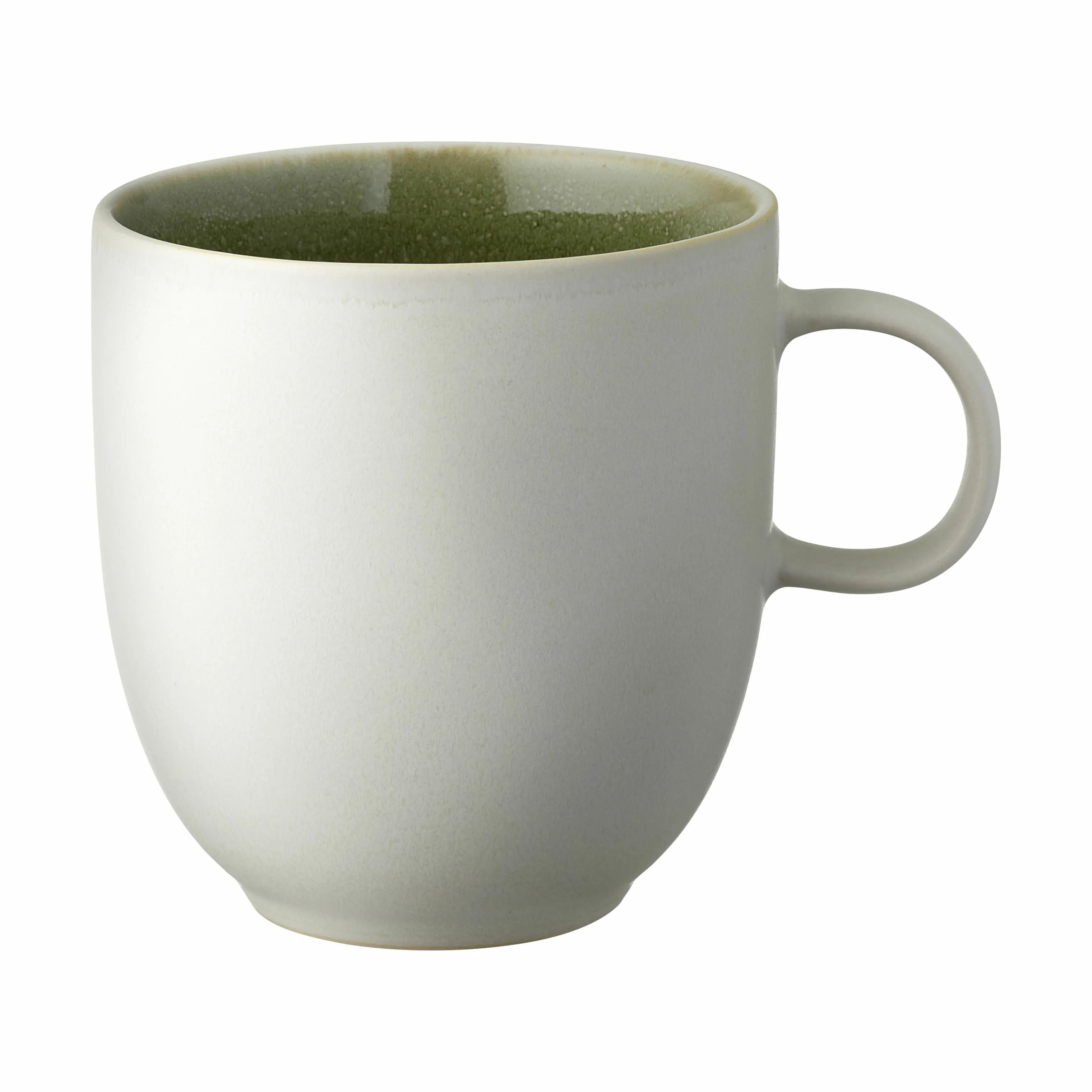 Studio Round Krus og kopper med hank North Krus i Matte white/shiny Moss, 1