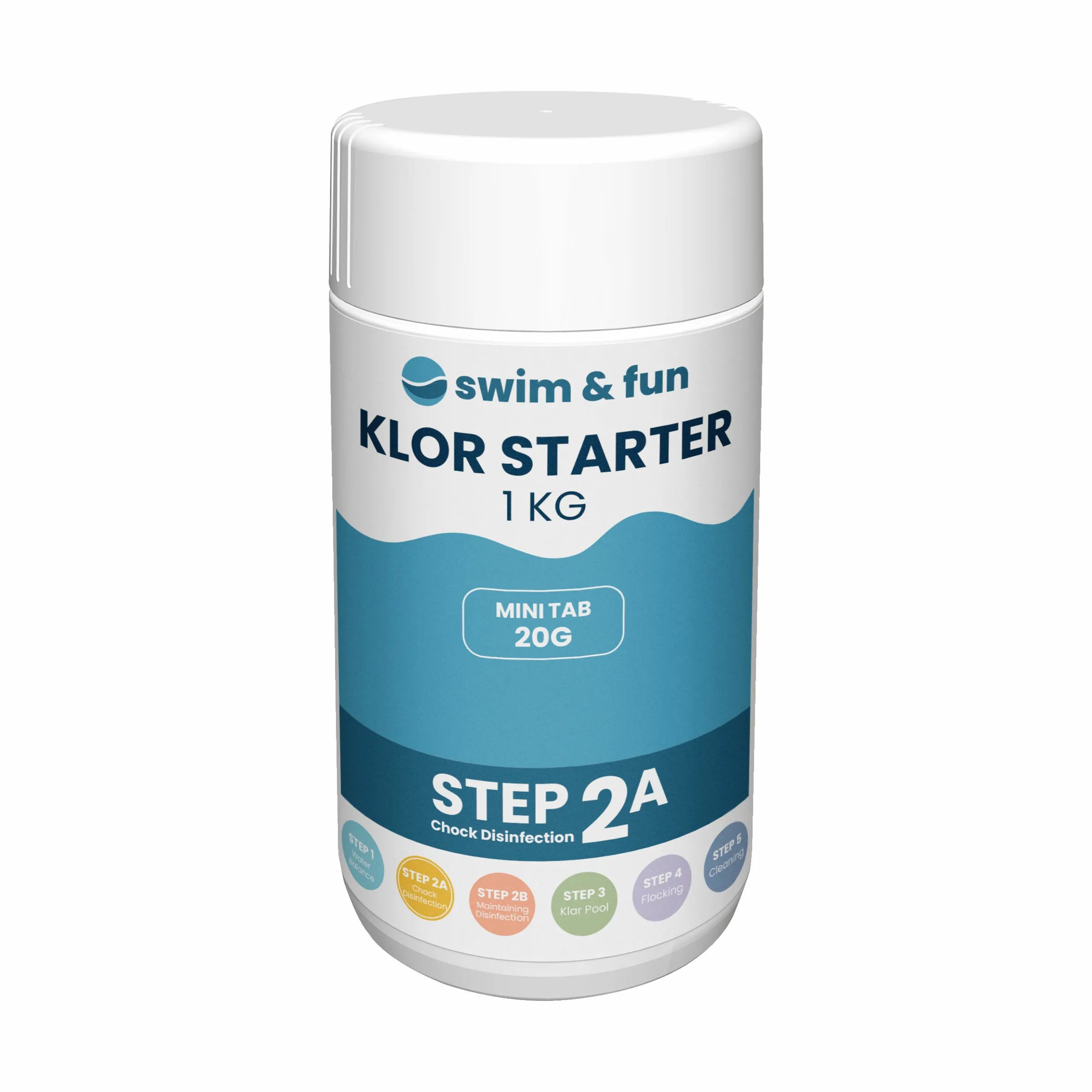 Swim & Fun Poolrengøring Vandplejemiddel Klor Starter - 50 stk. i hvid, 1