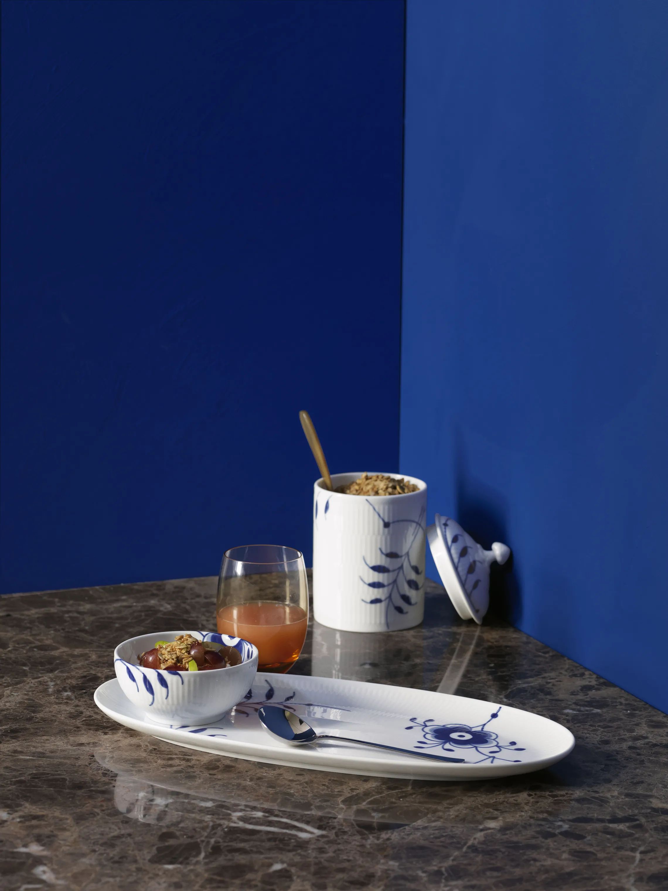 Royal Copenhagen Serveringsfade Blå Mega Riflet Fad i 37 cm, 3