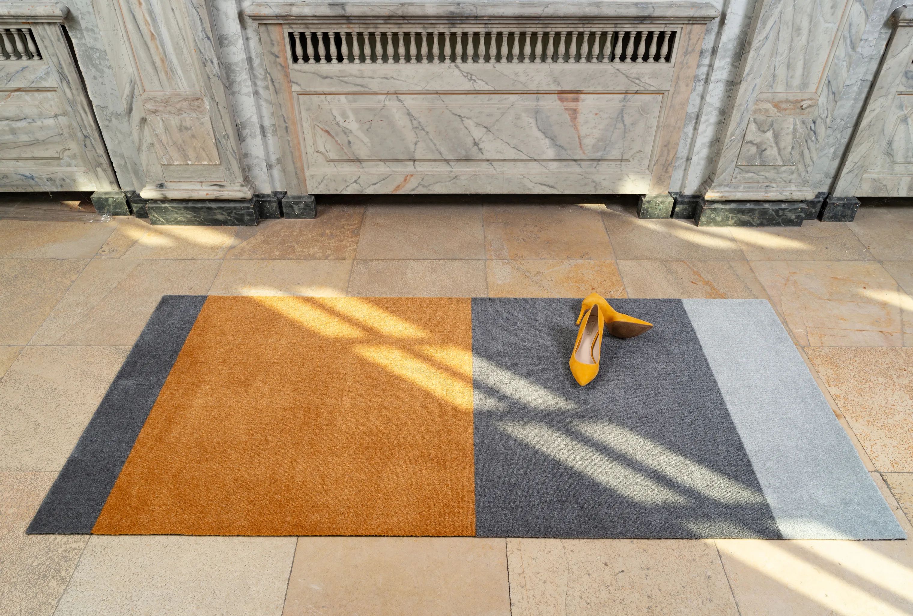 Tica Copenhagen Gulvtæpper Stripes Horisontal Gulvtæppe i Grå/steelgrey/dijon, B90 x L200 cm, 3