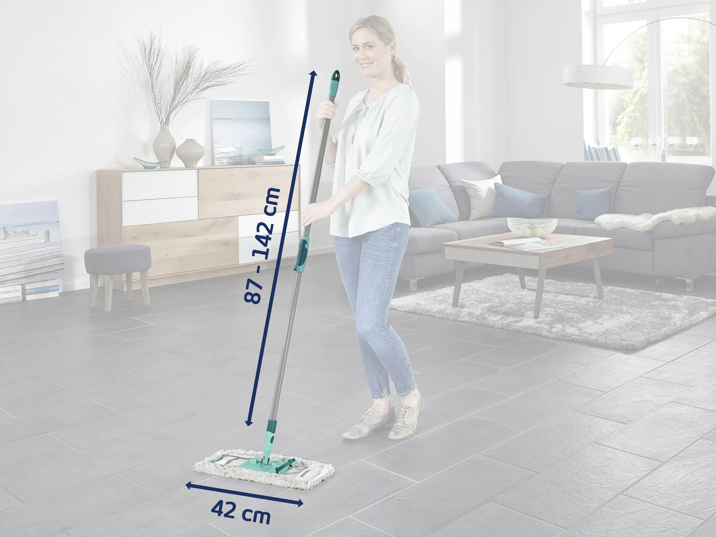 Leifheit Gulvvaskere og tilbehør Profi XL Micro Duo Gulvvasker i Turkis, 140 cm, 2