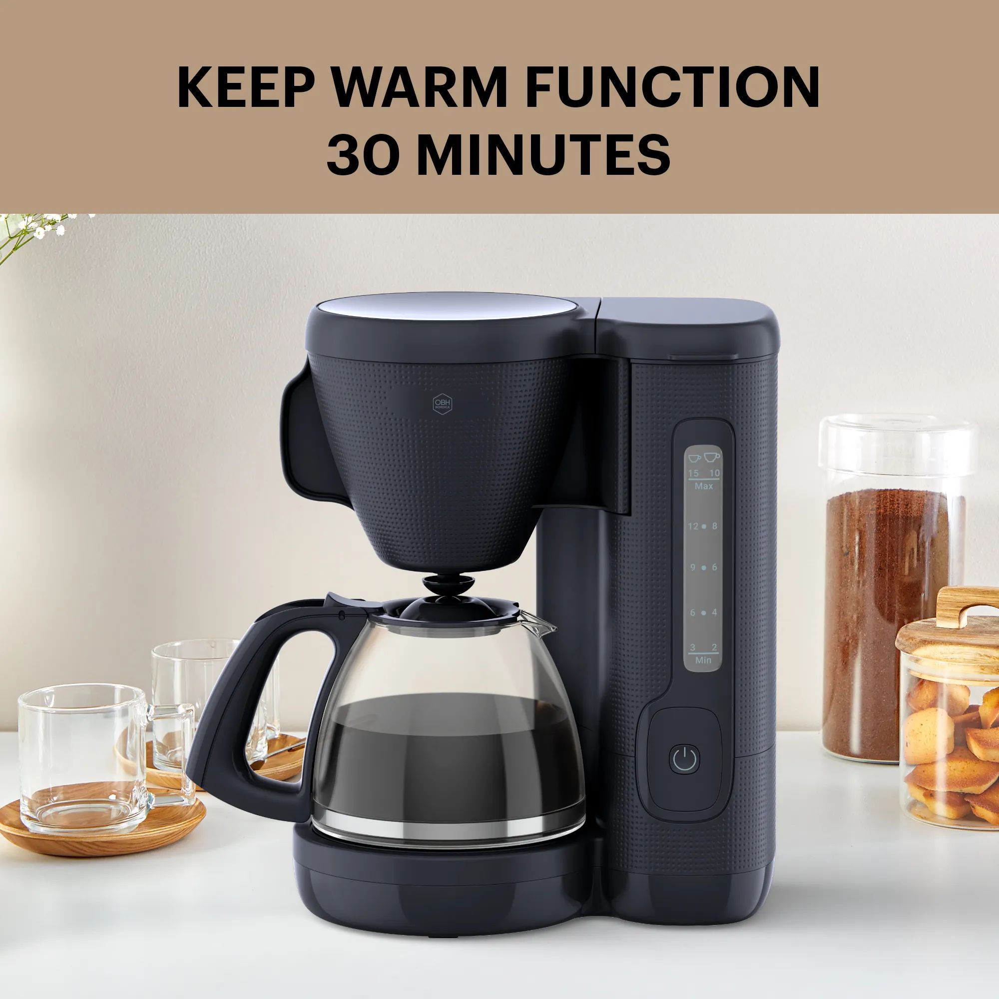 OBH Nordica Kaffemaskiner Morning Kaffemaskine i Sort, 7