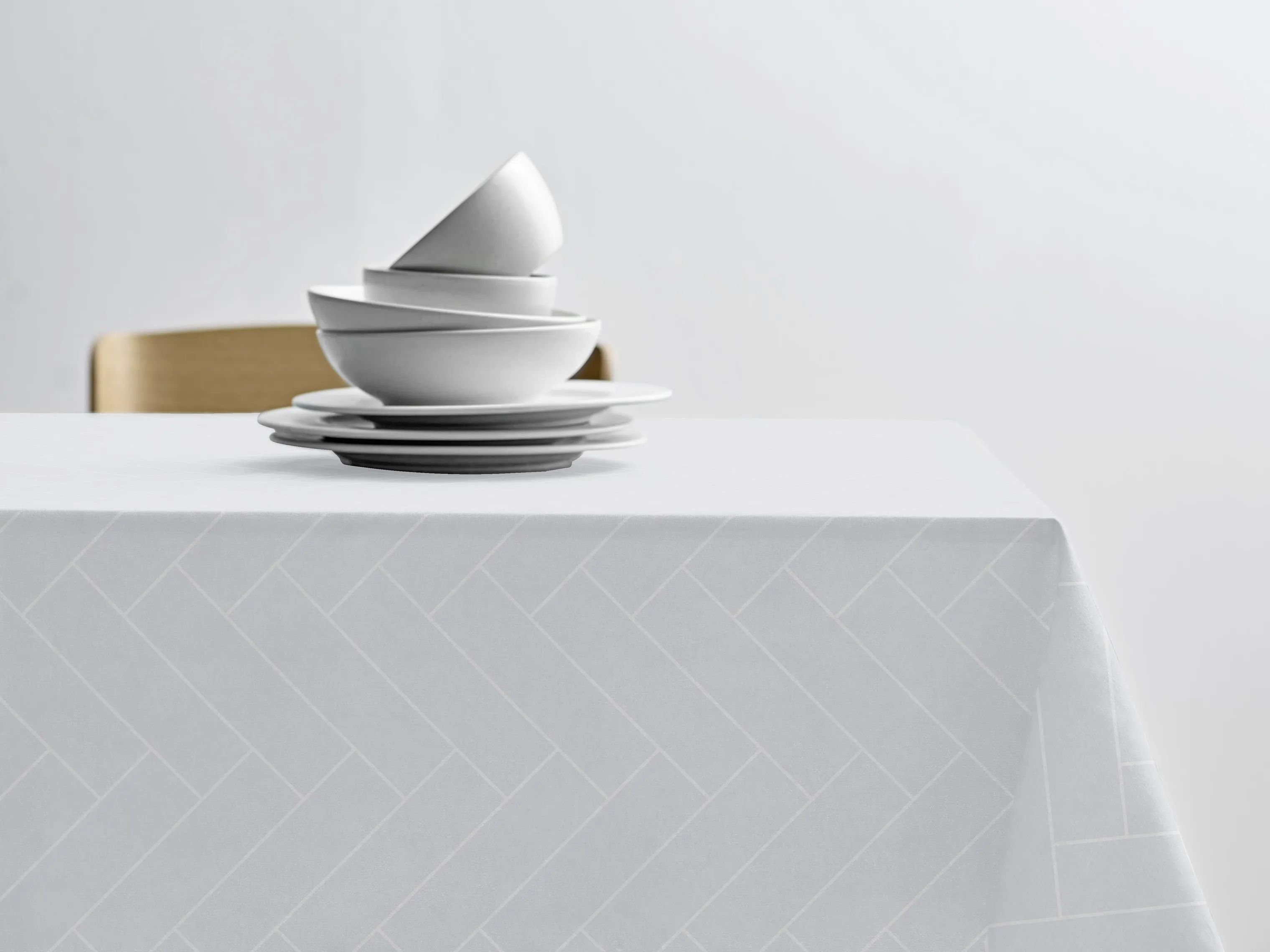 Södahl Duge Tiles Damask Dug i Optisk hvid, B140 x L370 cm, 3