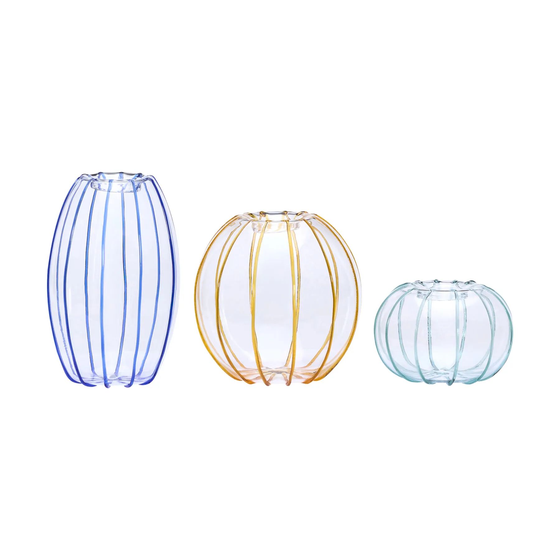Hübsch Vaser Orbit Vase - 3 stk. i Klar/Blå/Ravfarve/Grøn, 1