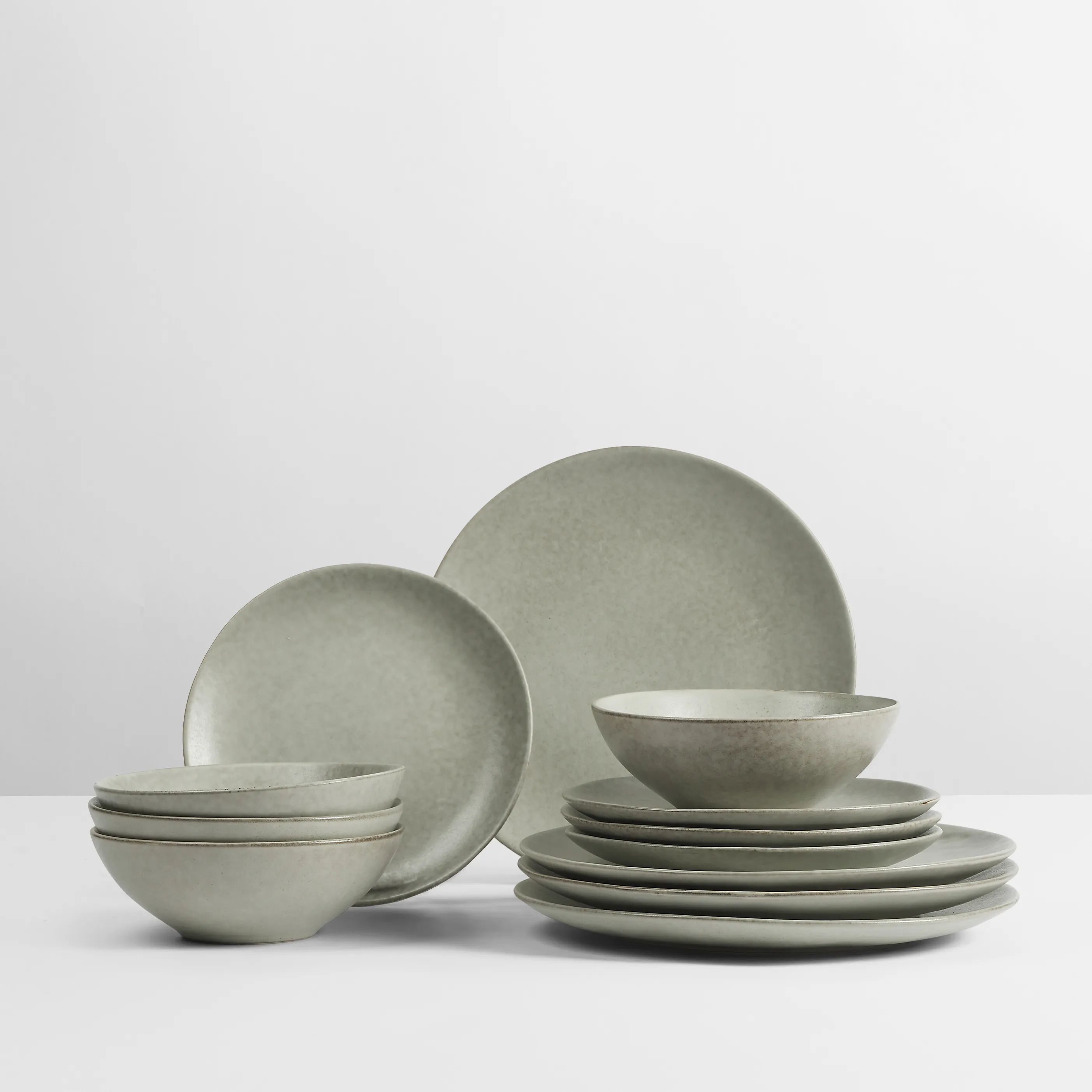 Broste Copenhagen Middagstallerkener Nordic Marsh Middagssæt - 12 dele i Light Dusty Green, 2