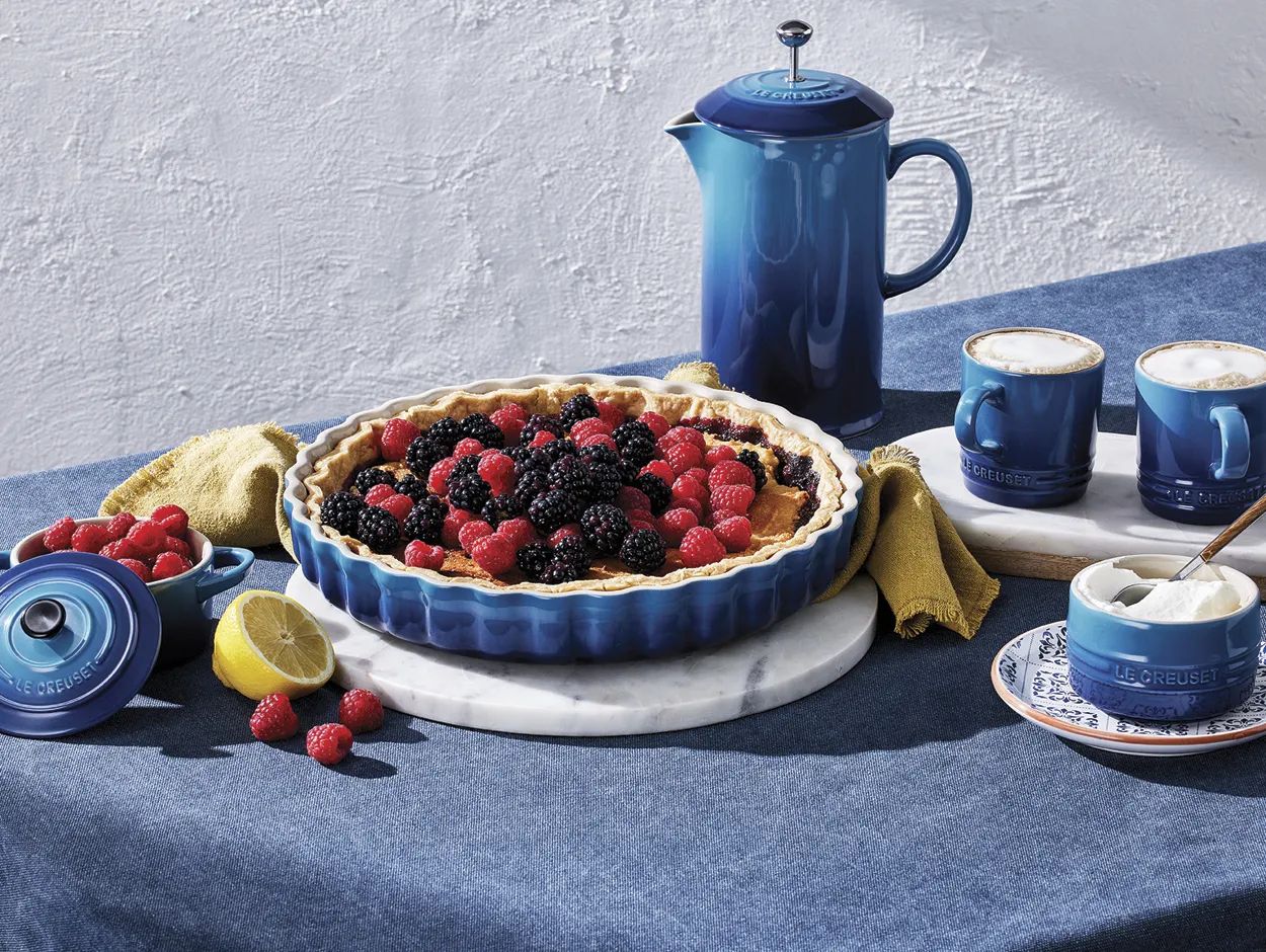 Le Creuset Tærteforme og fade Heritage Tærtefad i Azure , 28 cm, 2