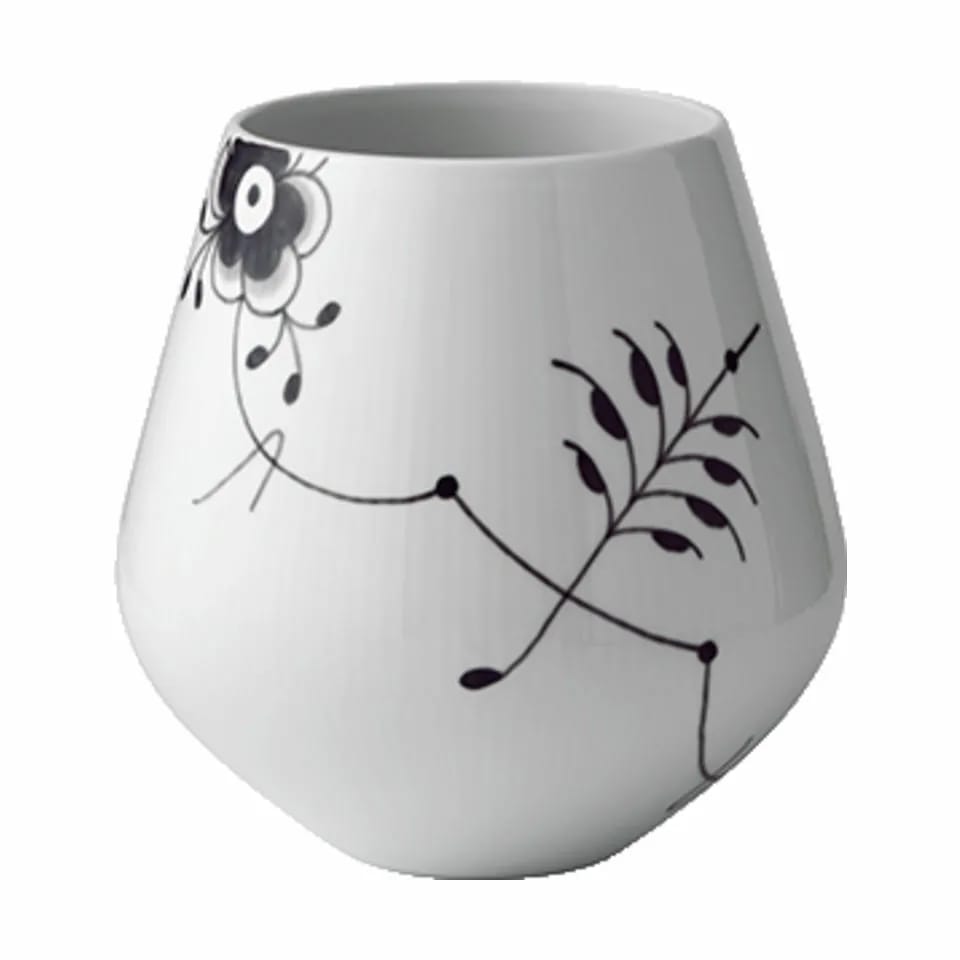 Royal Copenhagen Vaser Sort Mega Riflet Vase i Sort/hvid, 21 cm, 3