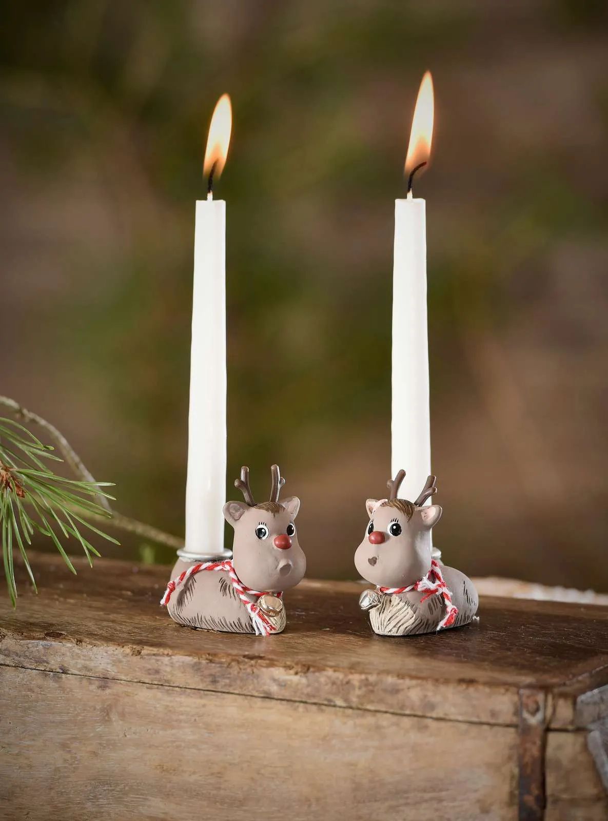Klarborg Jule- og adventsstager Lysestager - Rudolf & Smukke i Brun, 6 cm, 3