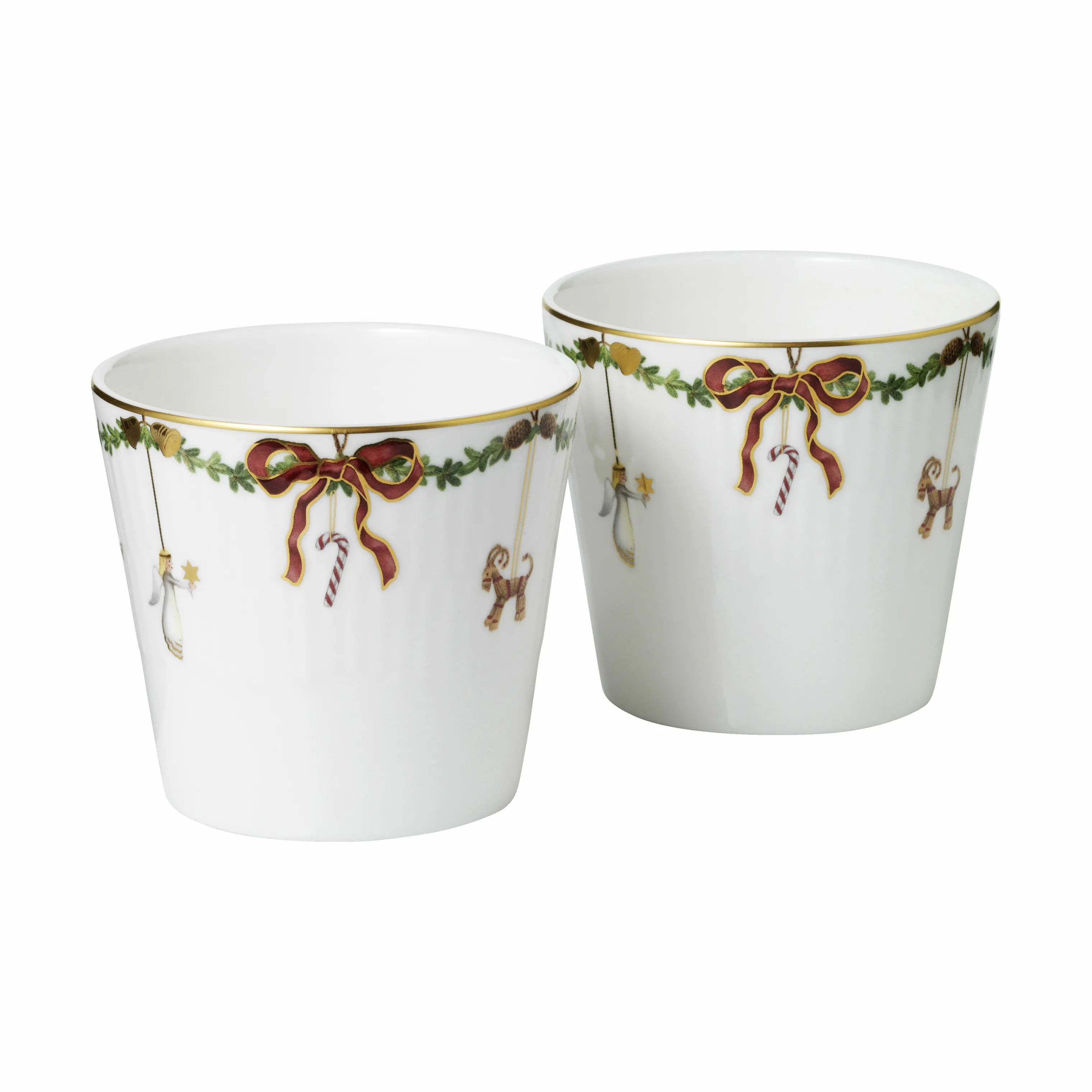 Royal Copenhagen Serveringsskåle Stjerne Riflet Jul Skåle - 2 stk. i Grøn/hvid/rød, 8 cm, 1